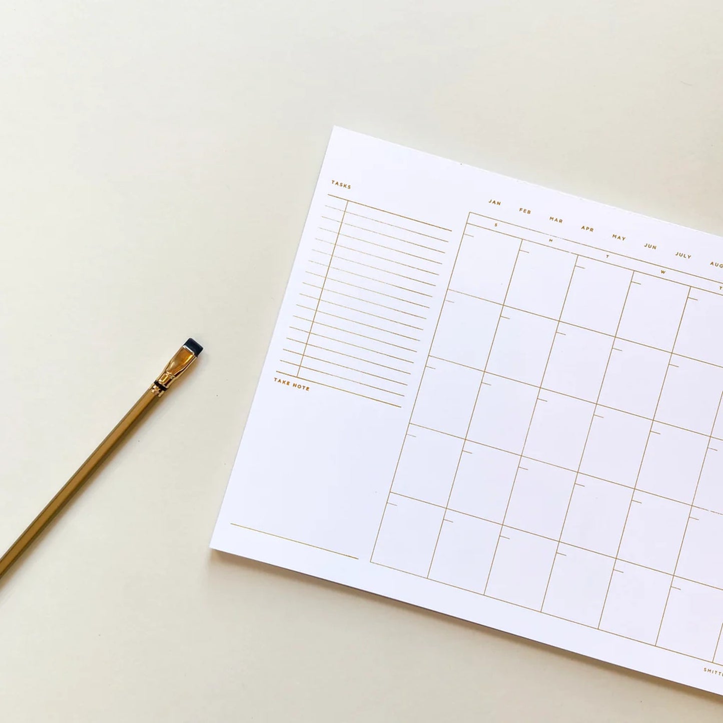 SMITTEN on PAPER Open Dated Desk Calendar in White