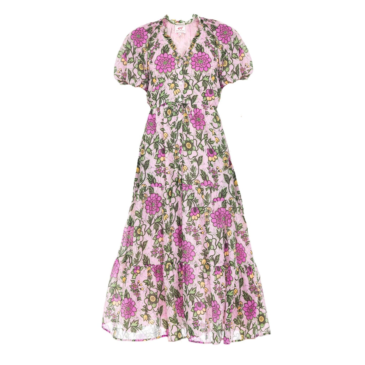BANJANAN Cotton Poppy Dress in Freyja Flower Lilac Sachet XS