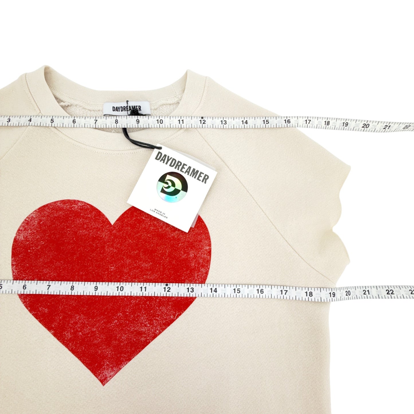 DAYDREAMER Heart Cutoff Sweatshirt in Dirty White S