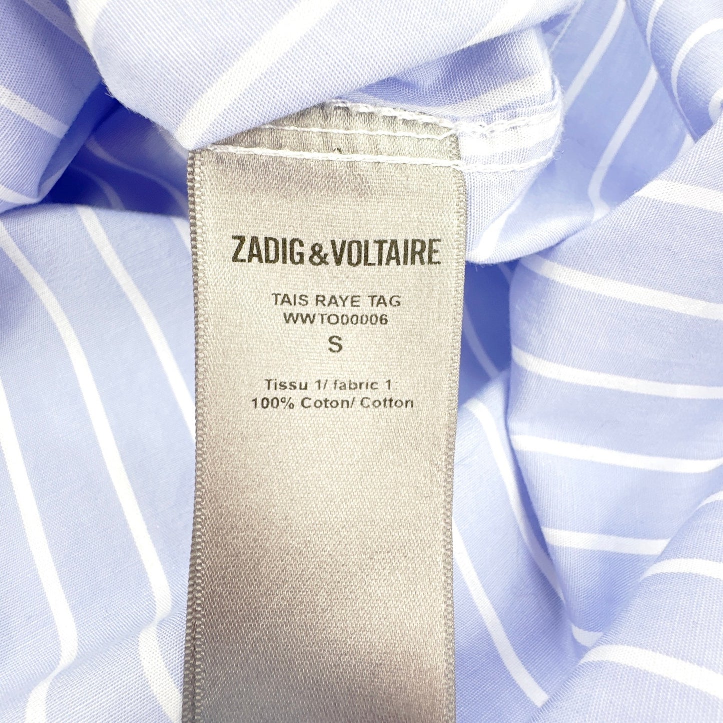 ZADIG & VOLTAIRE Tais Raye Tag Stripe Cotton Graphic Shirt S