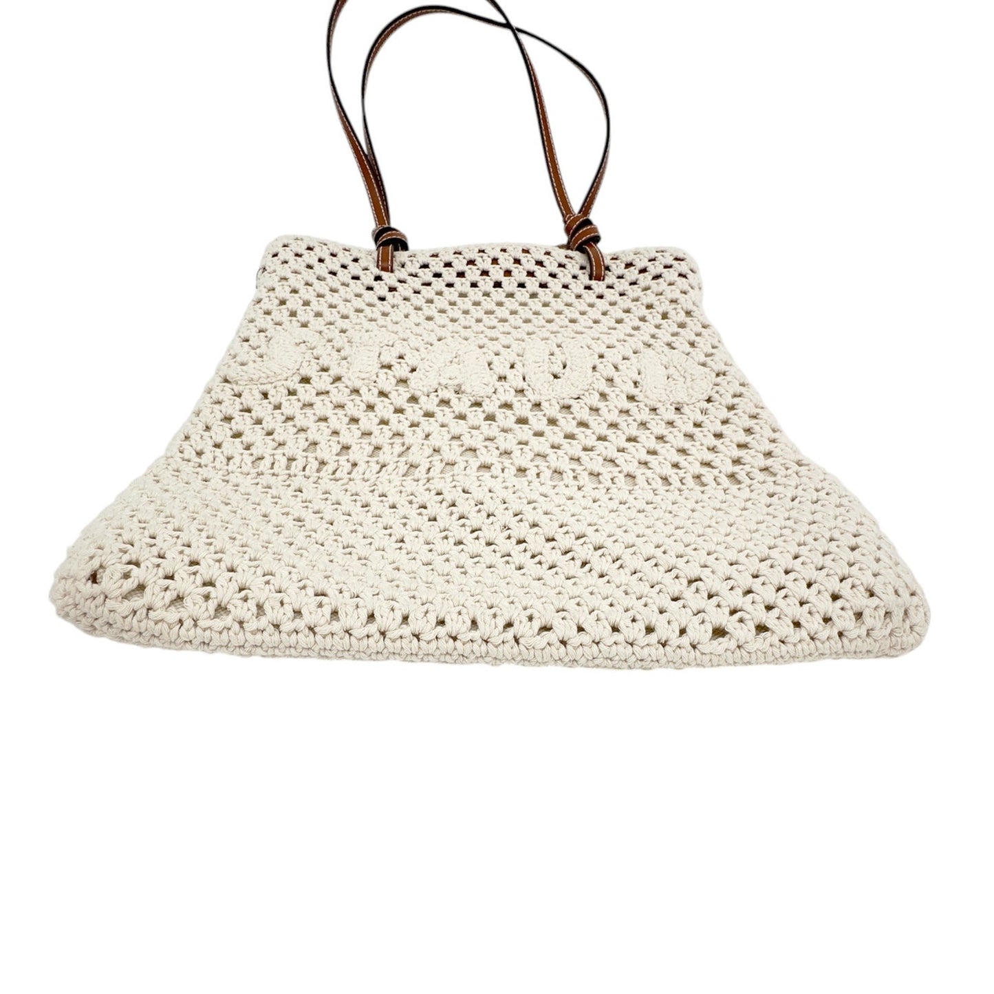 STAUD Crocheted Porte Tote Bag in Cream