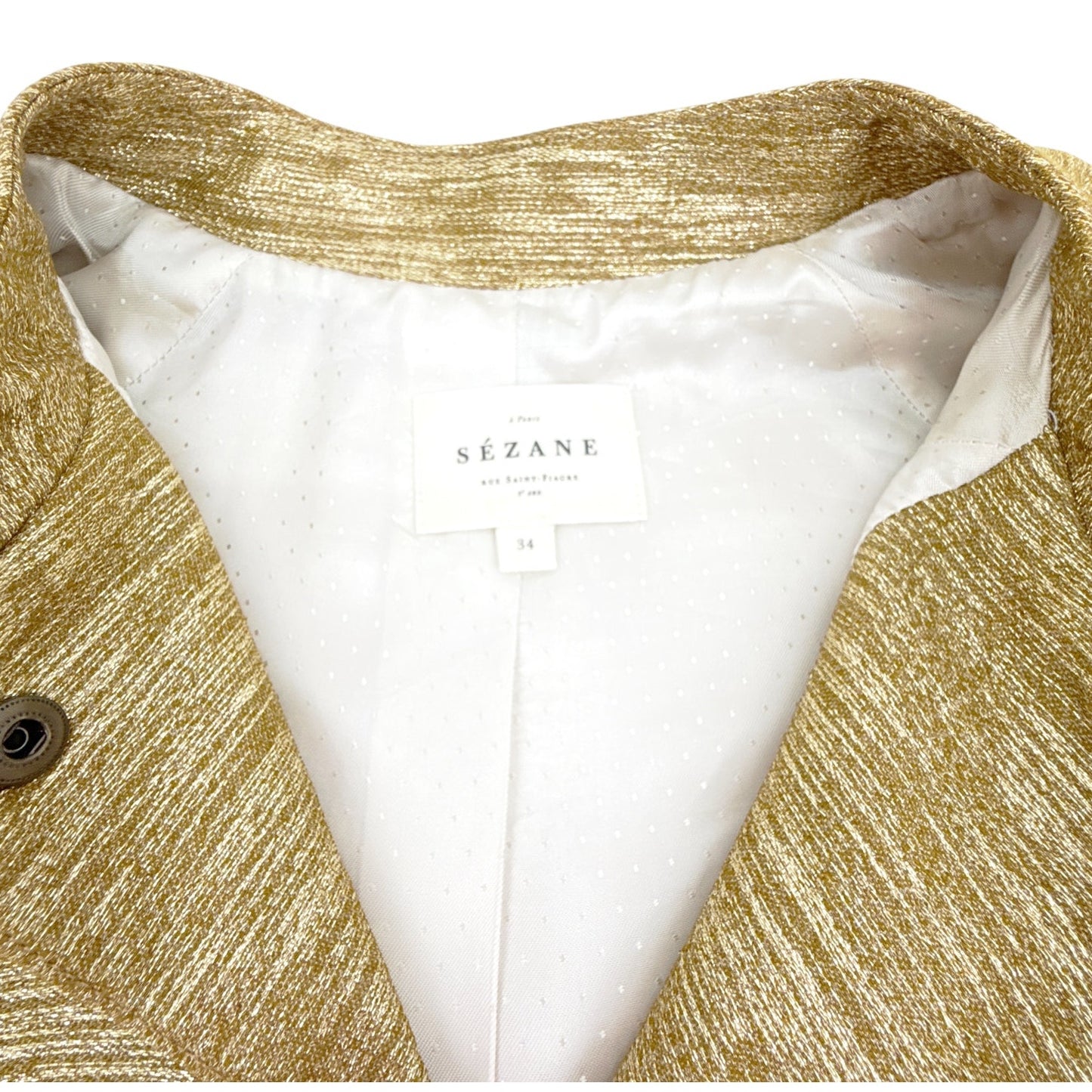 SEZANE Archie Jacket in Gold Viscose FR34|XS
