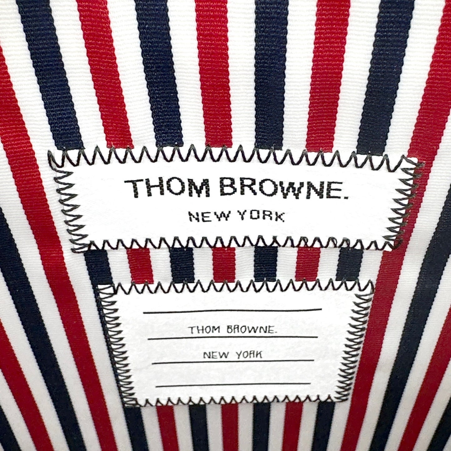 THOM BROWNE Black Soft Patent Leather Grosgrain 4-Bar Medium Document Holder
