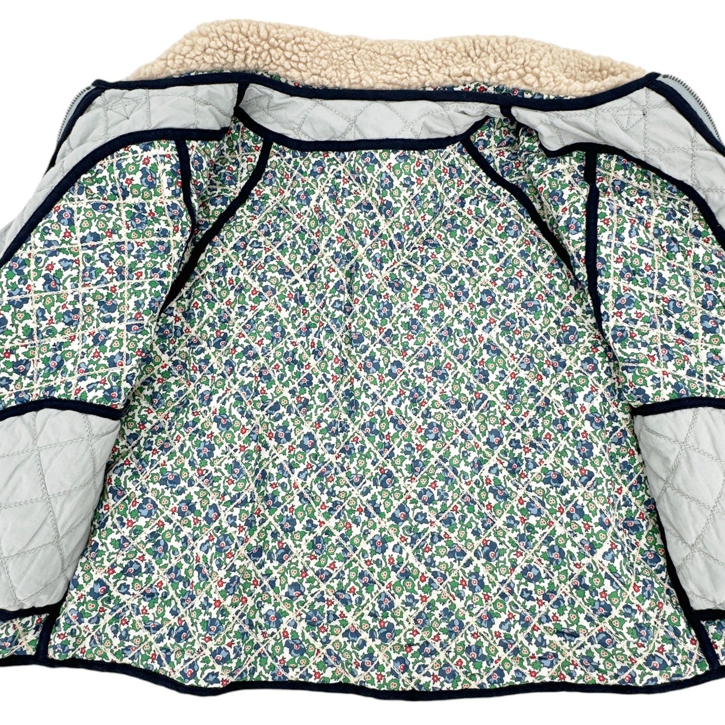 THE GREAT. The Short Quilted Reversible Jacket in Stone Blue 0|XS