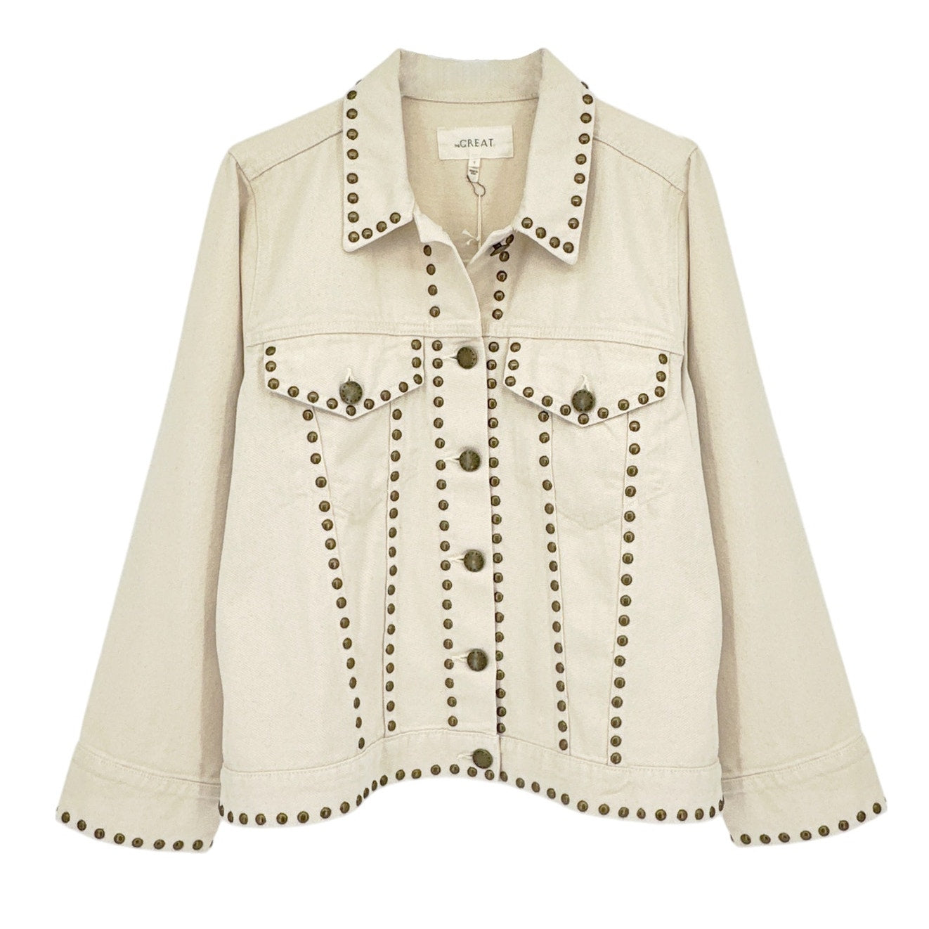 THE GREAT. The Studded Slouchy Jean Jacket.in Natural 1|S