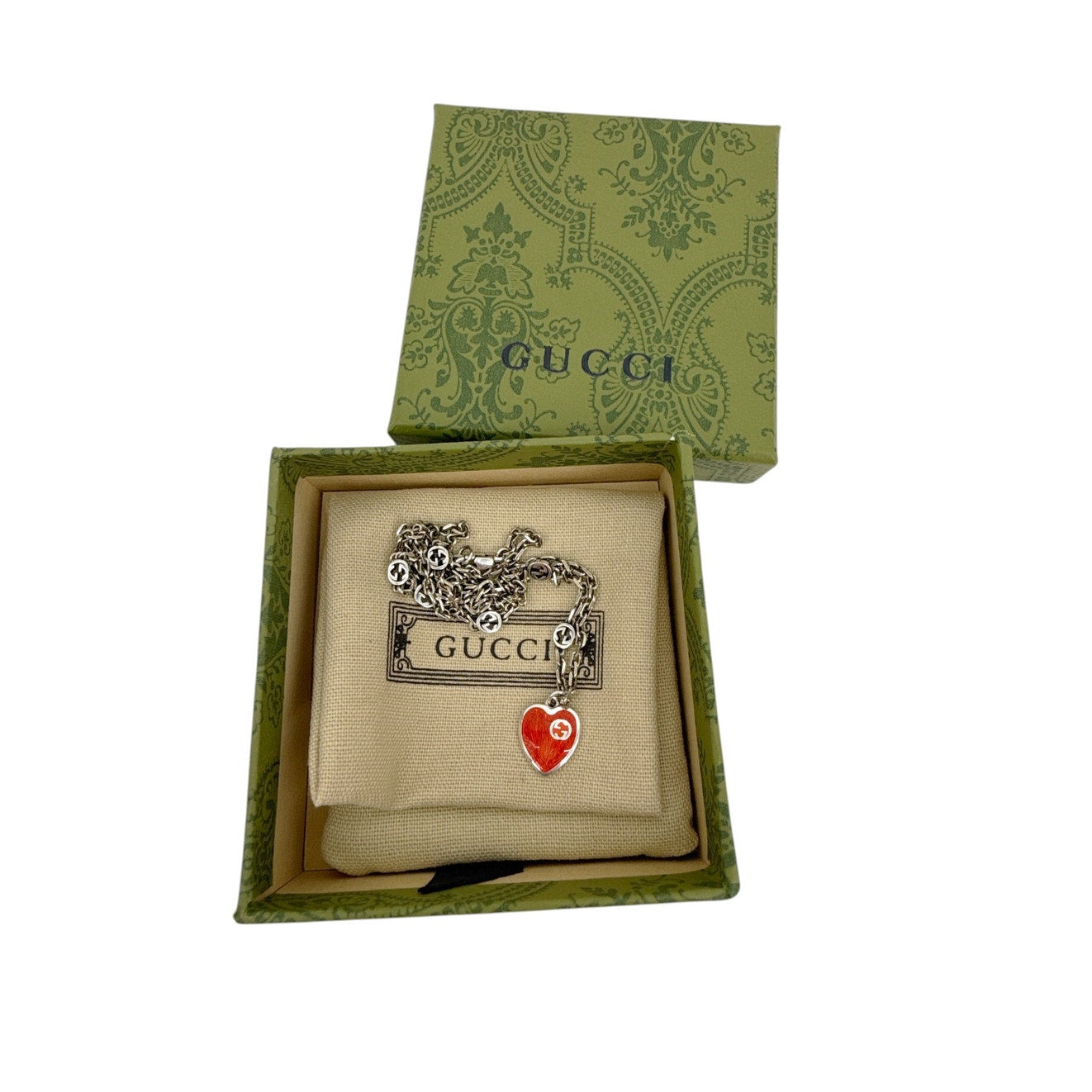GUCCI Heart Necklace with Interlocking G