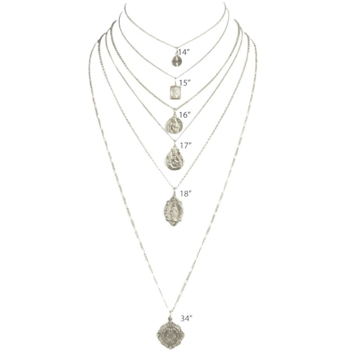 VIRGINS SAINTS & ANGELS VSA Sterling Silver Chain 17-18-19-20"