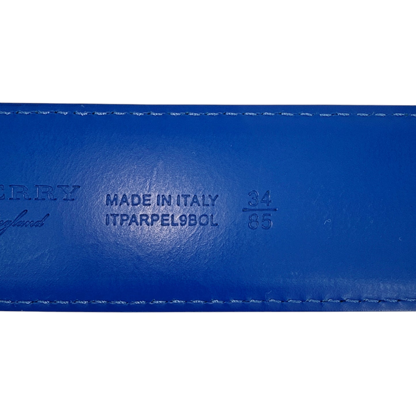 BURBERRY Joe London Check Leather Belt in Navy/Black 85cm|34in