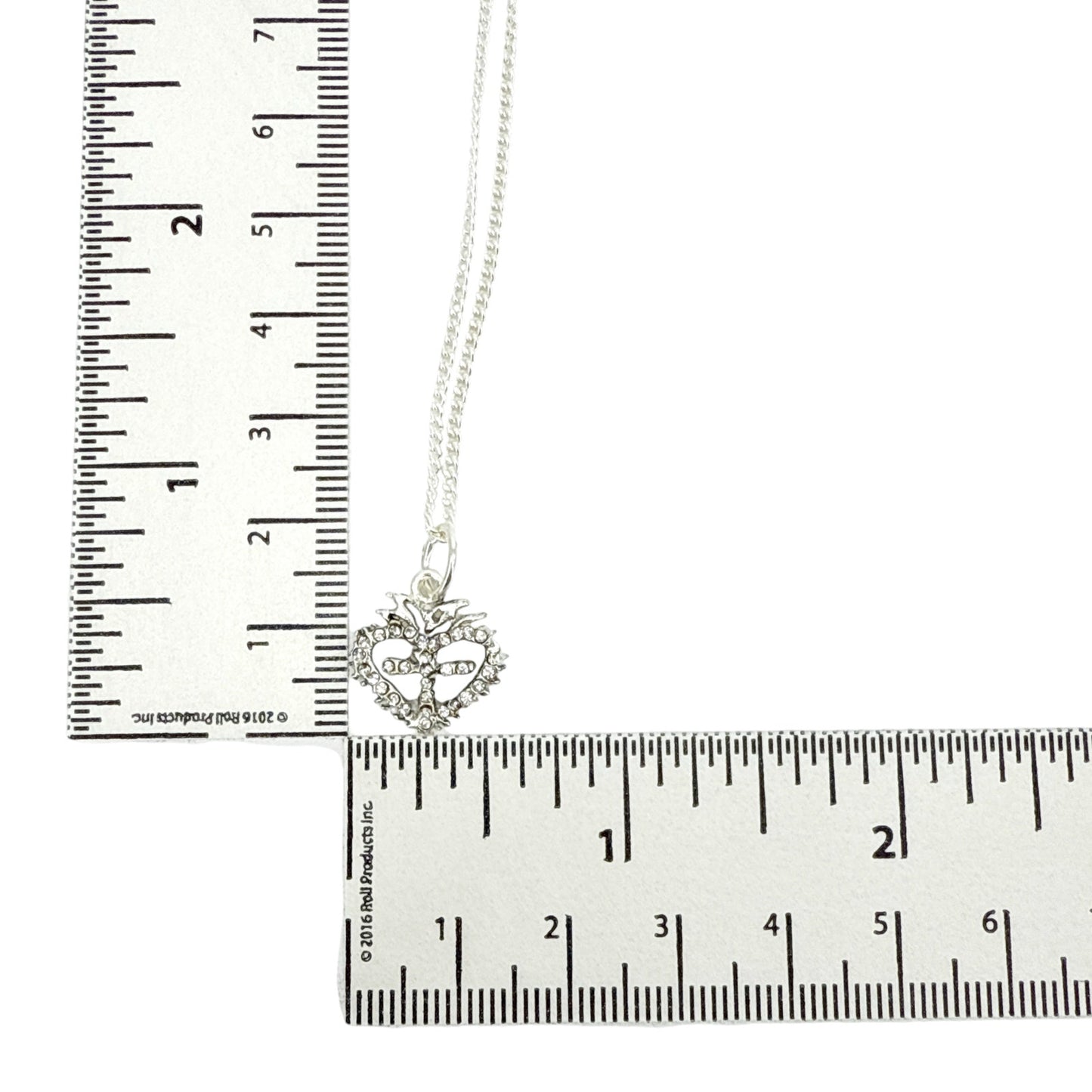 VIRGINS SAINTS & ANGELS VSA Sacred Heart Logo Charm Necklace in Silver