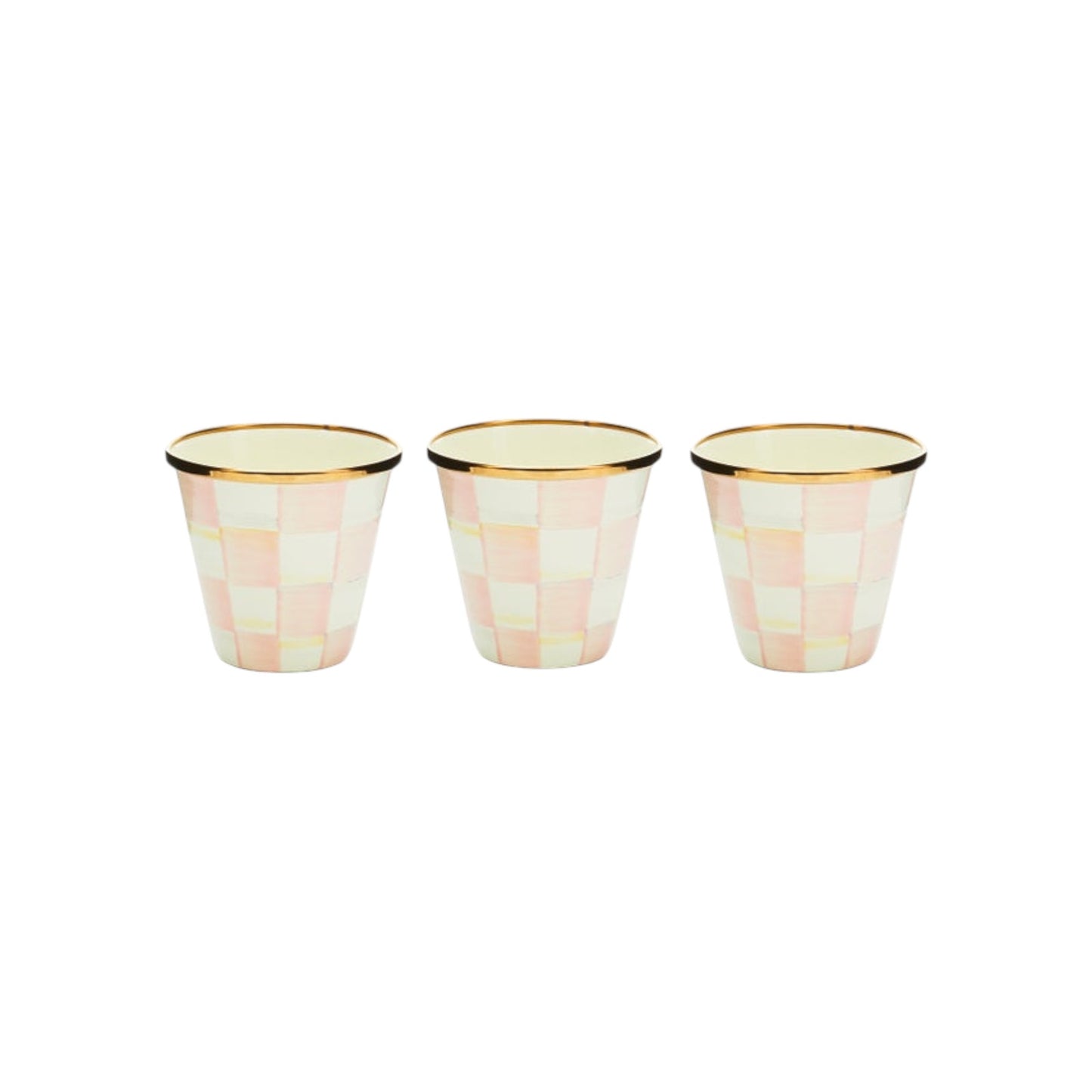 MACKENZIE-CHILDS Herb Pots in Rosy Check Set of 3