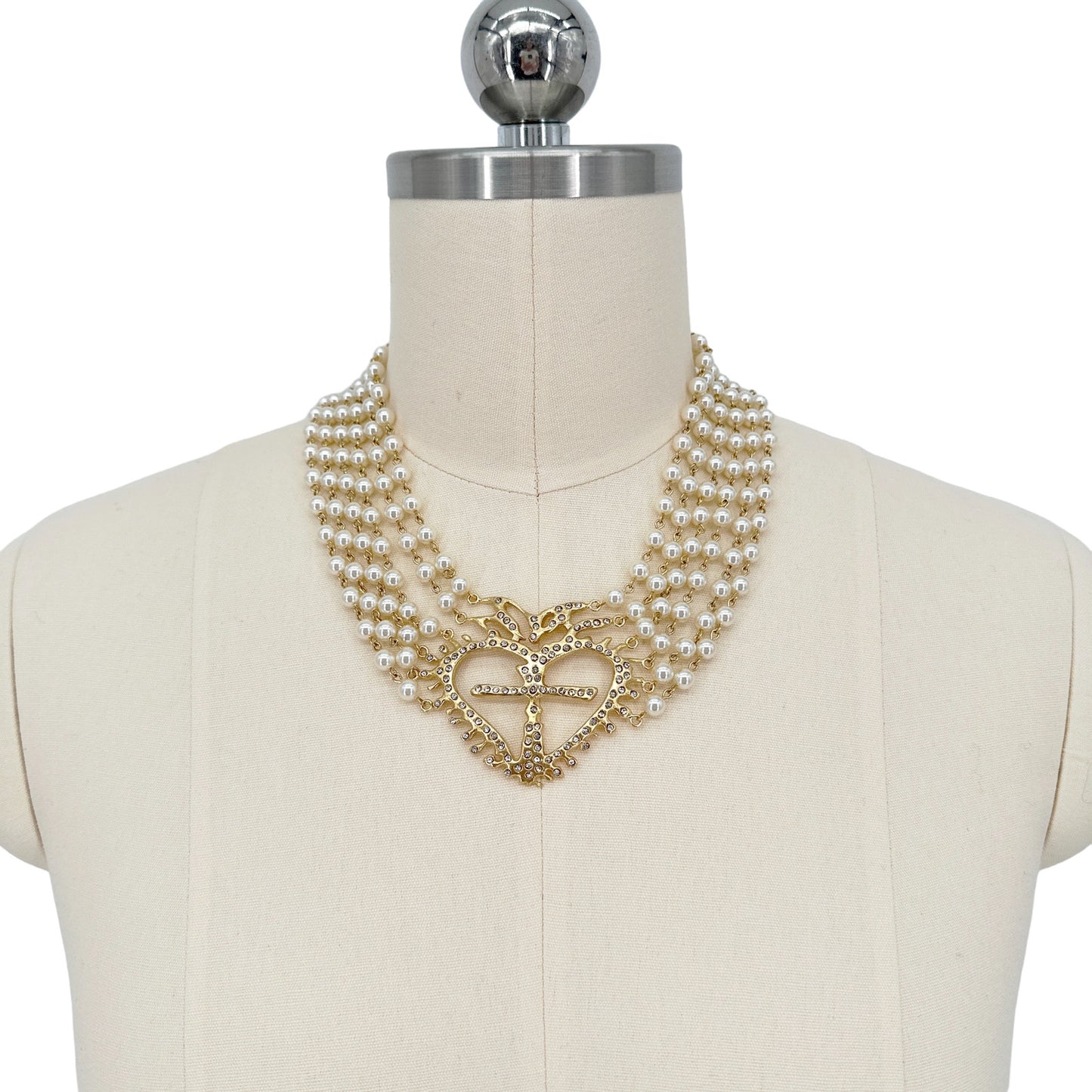 VIRGINS SAINTS & ANGELS VSA La Queen Collar in Cream Pearl & Gold