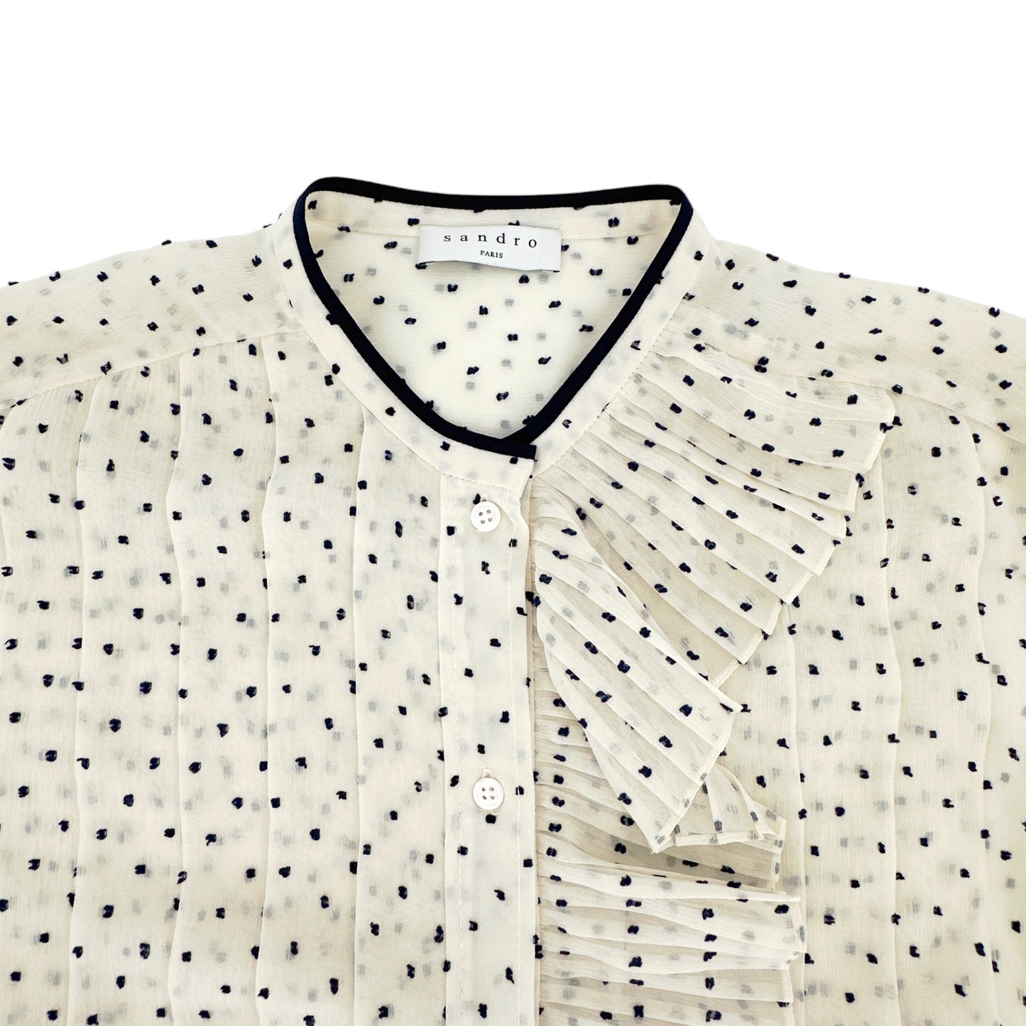 SANDRO Noelle Jabot Detail Swiss Dot Blouse 2|M
