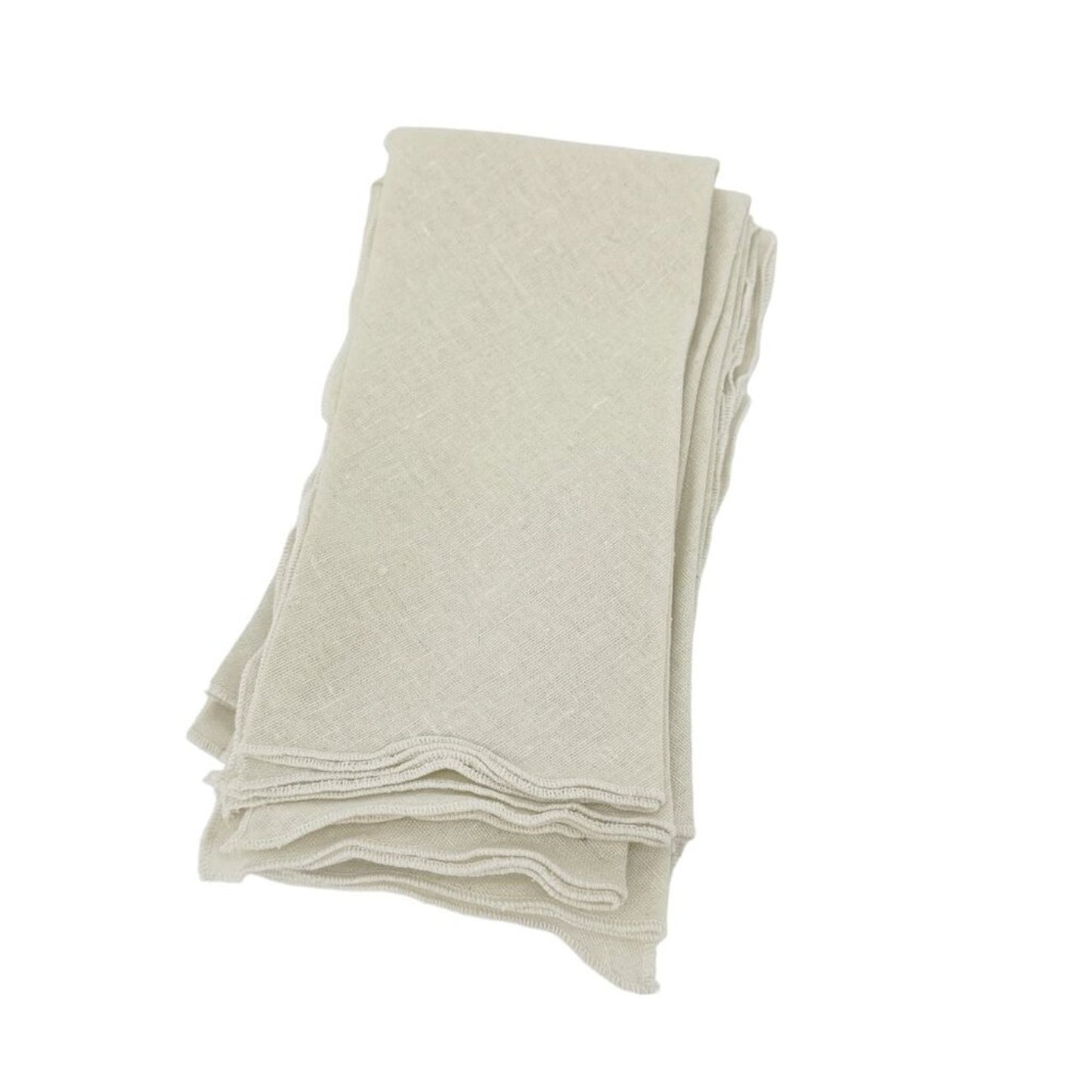 NAPKINS Linen Blend Cloth Natural with Rolled Edges || Set of 6