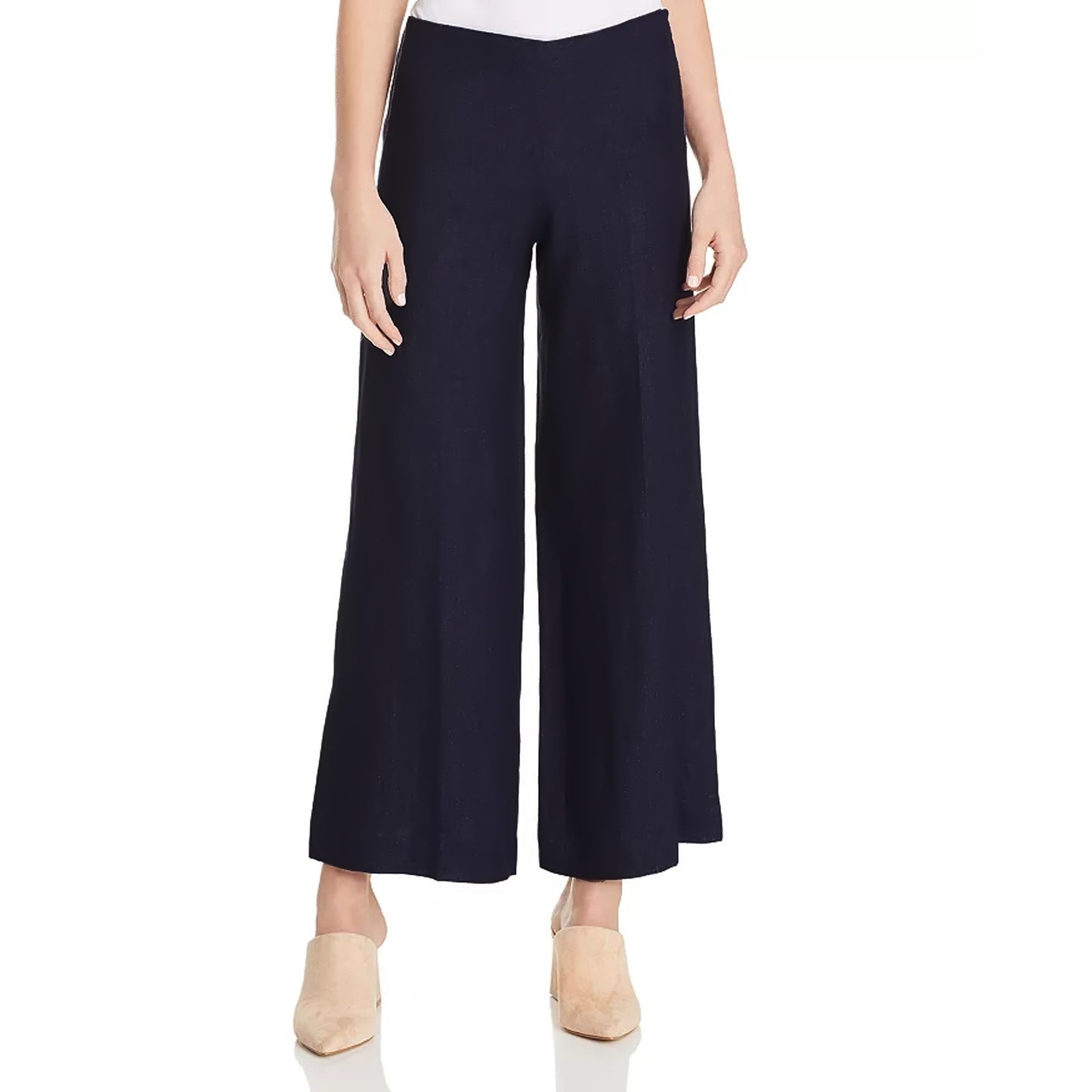 THEORY Terena B Rosina Crepe Cropped Wide Leg Pants in Navy 0