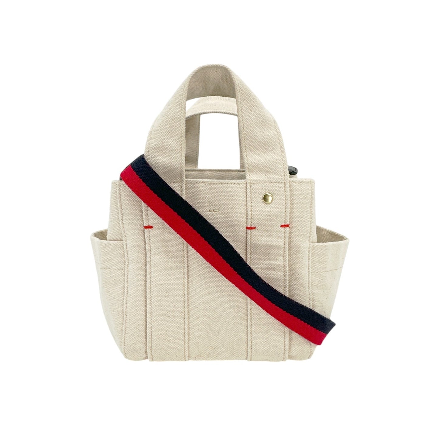 CLARE V. Le Petit Box Tote in Natural Canvas with Crossbody Strap