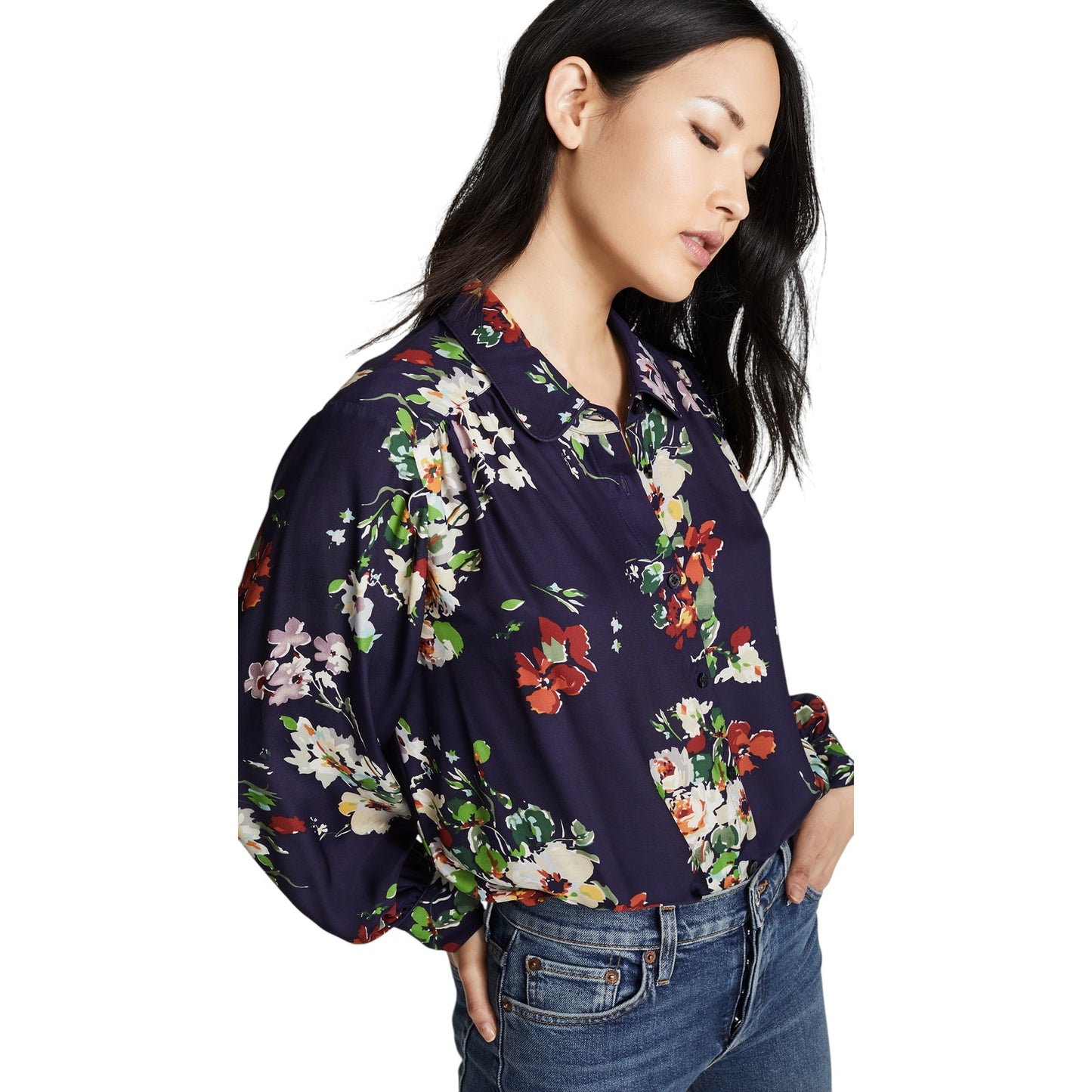 THE GREAT. The Boudoir Button Up Silk Shirt 0|XS