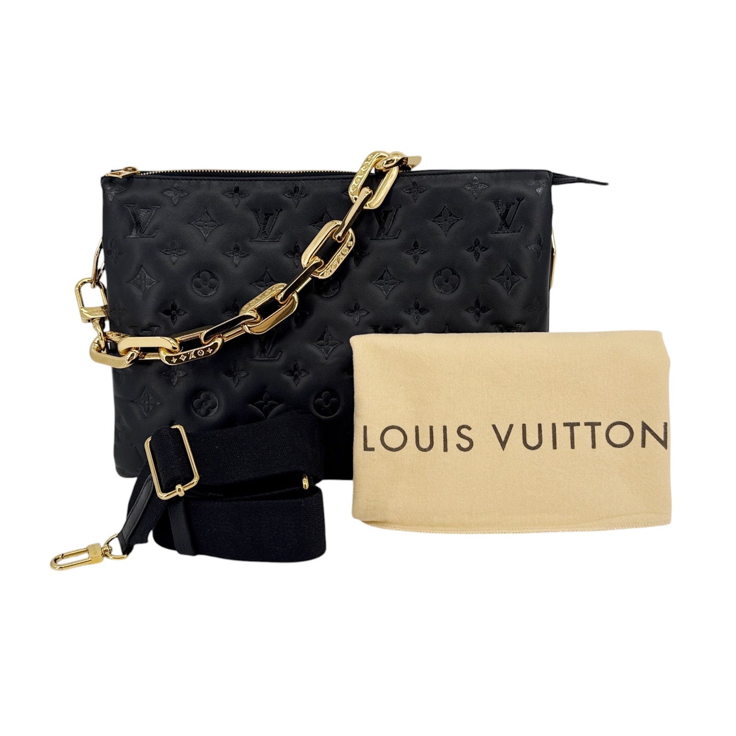 LOUIS VUITTON Lambskin Embossed Monogram Coussin MM