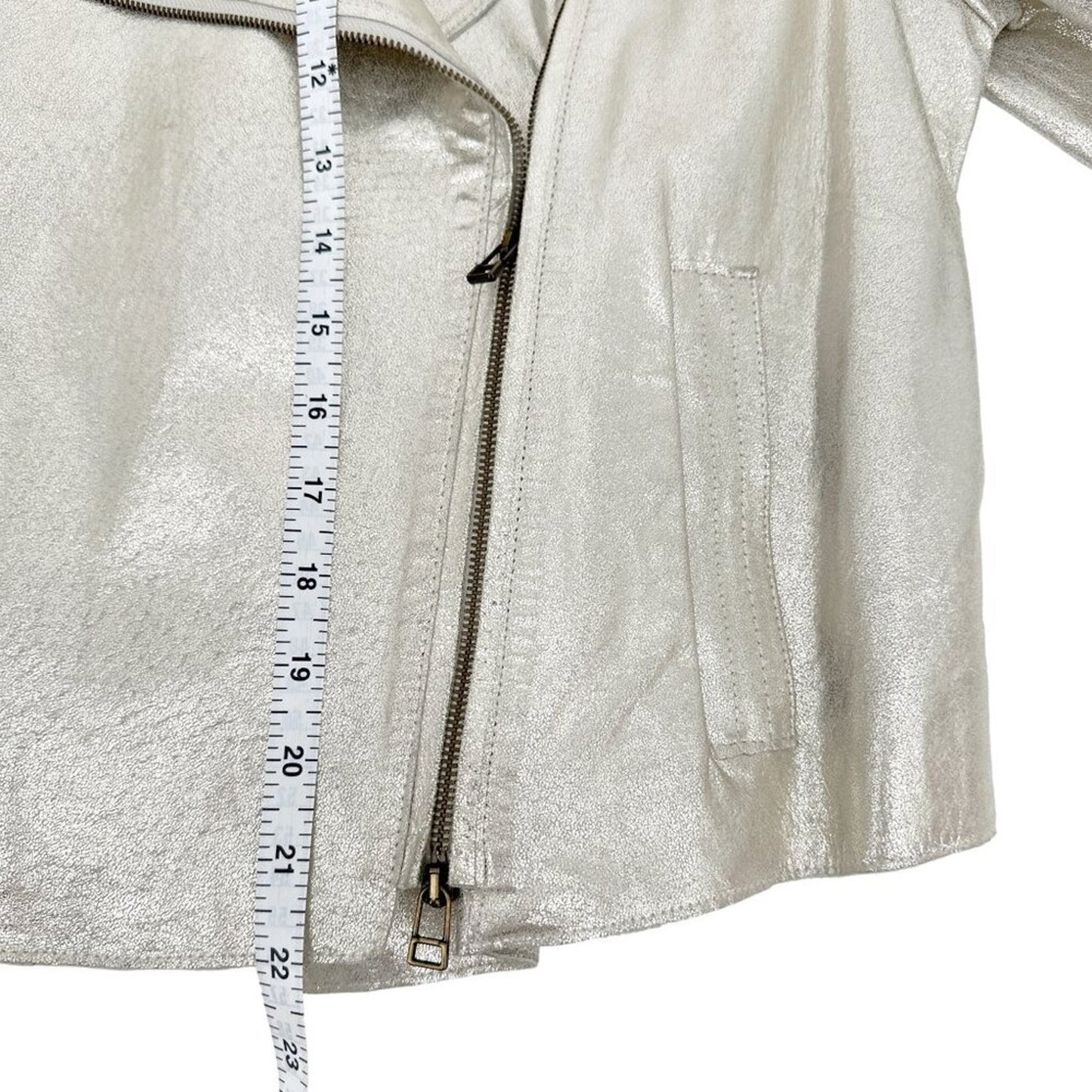 ROBERT RODRIGUEZ Metallic Leather Jacket in Gold 10|L