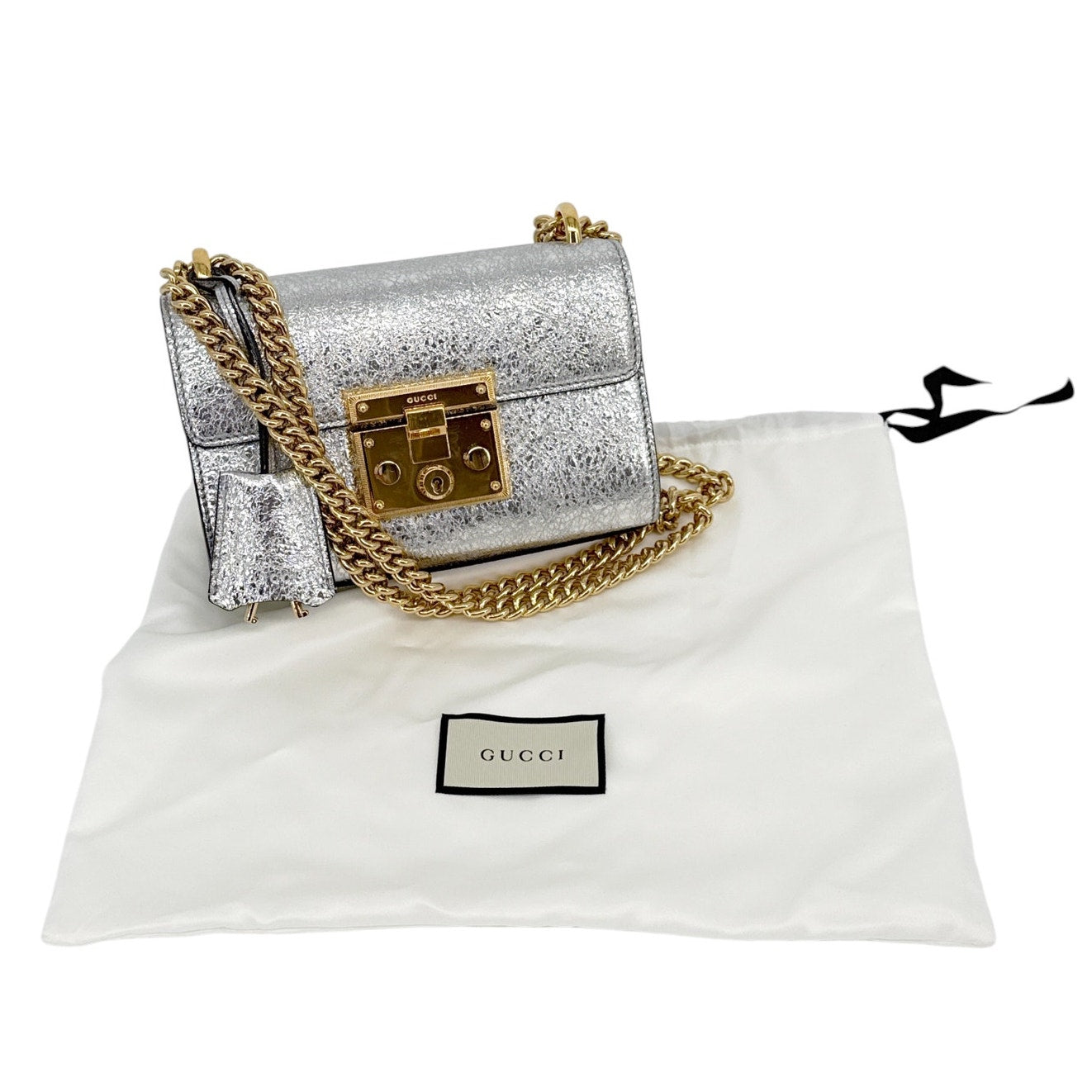 GUCCI Padlock Bag in Metallic Silver