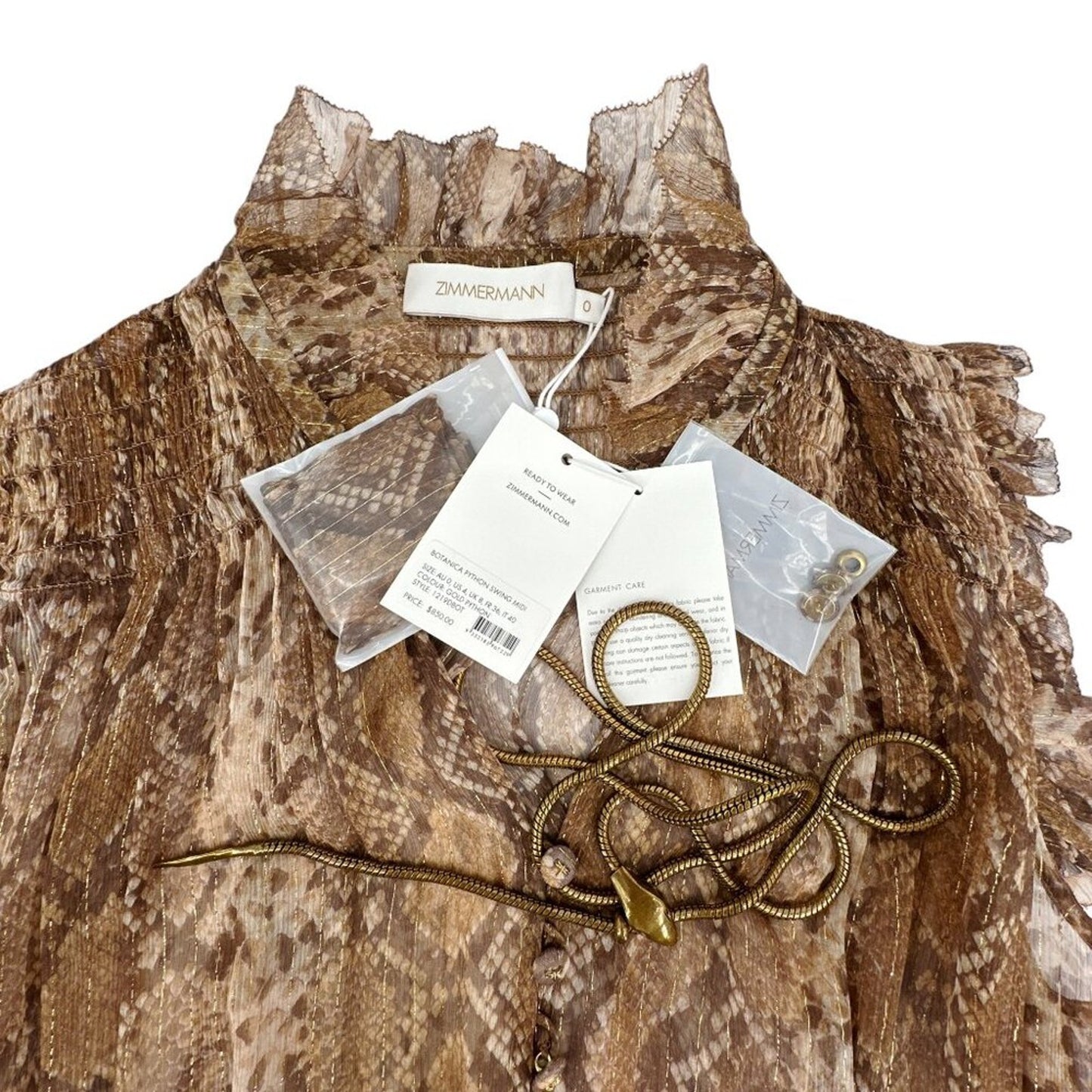 ZIMMERMANN Snake Print Midi Dress 0