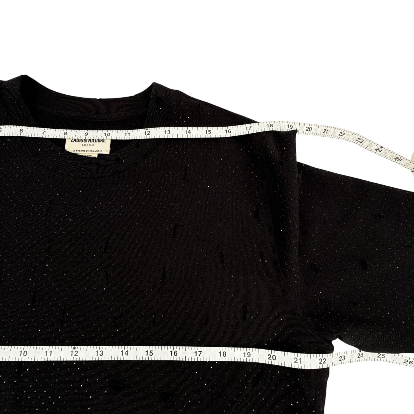 ZADIG & VOLTAIRE Edmond MO Destroy Strass Rhinestone T-Shirt XS/S