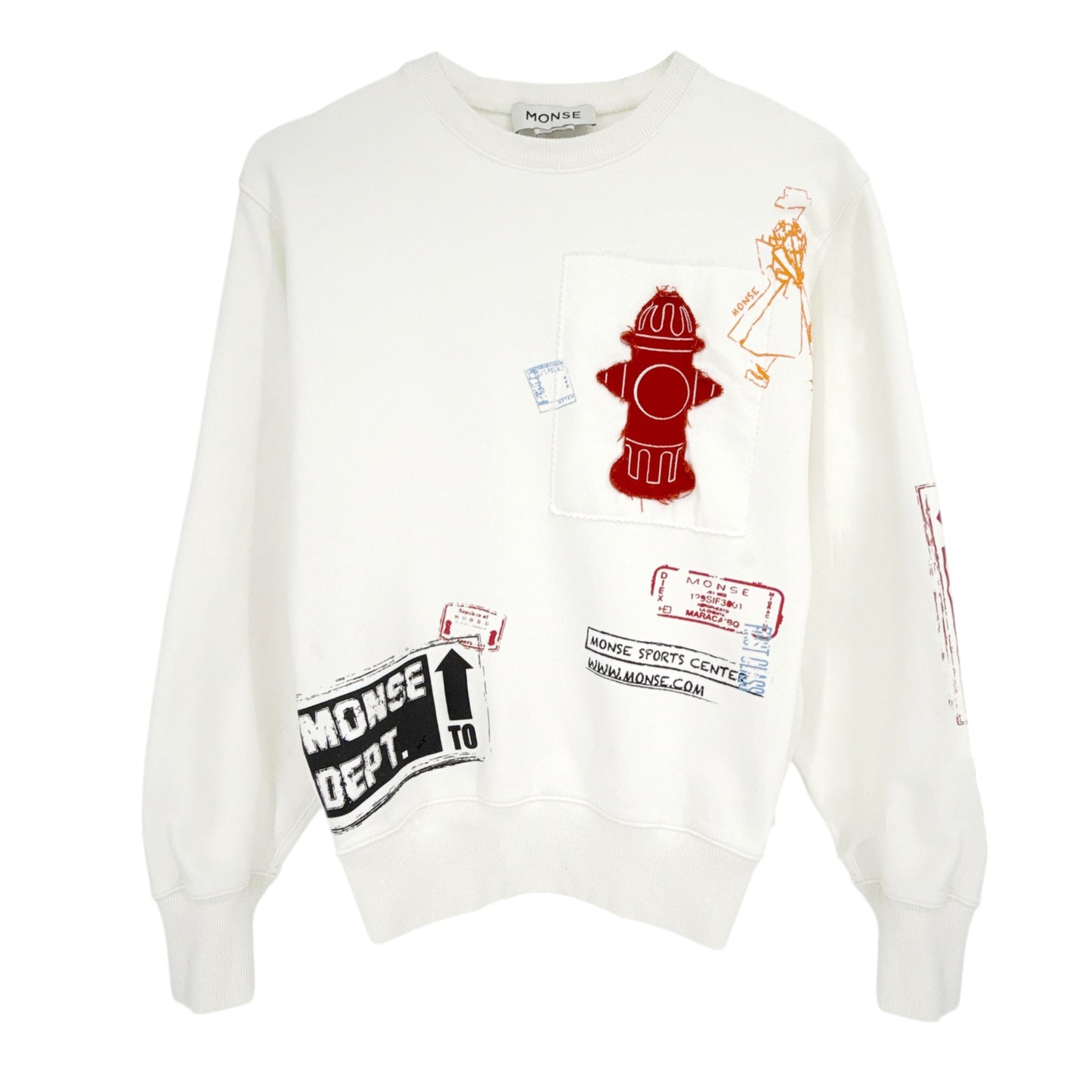 MONSE Scrapbook Patch Sweatshirt in Ivory XS