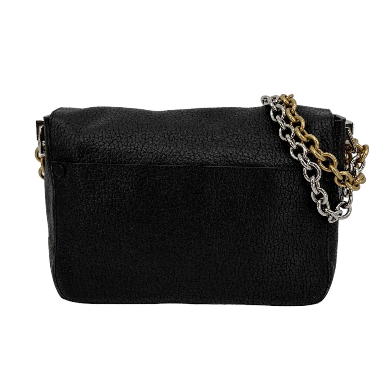 PROENZA SCHOULER PS Courier Two-Tone Chain Bag in Black Pebbled Leather