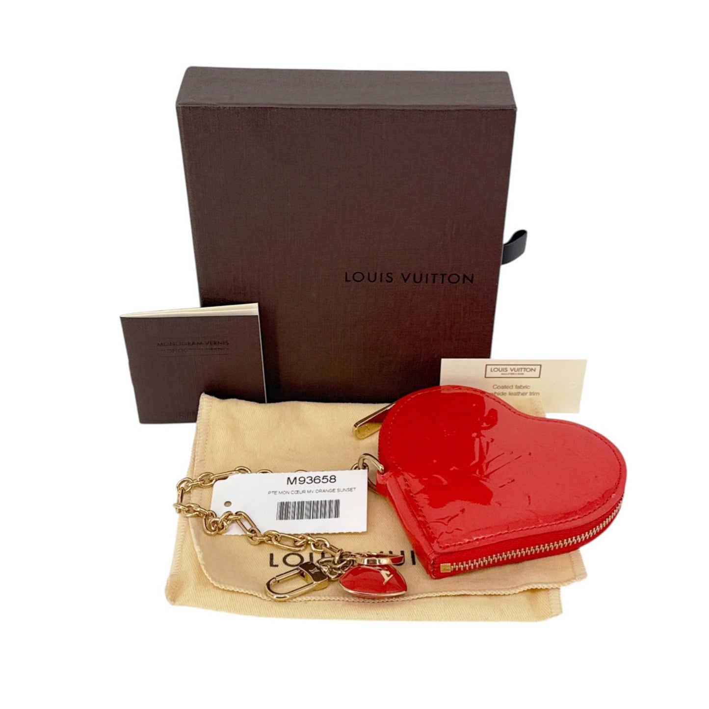 LOUIS VUITTON Vernis Heart Coin Purse Orange Sunset