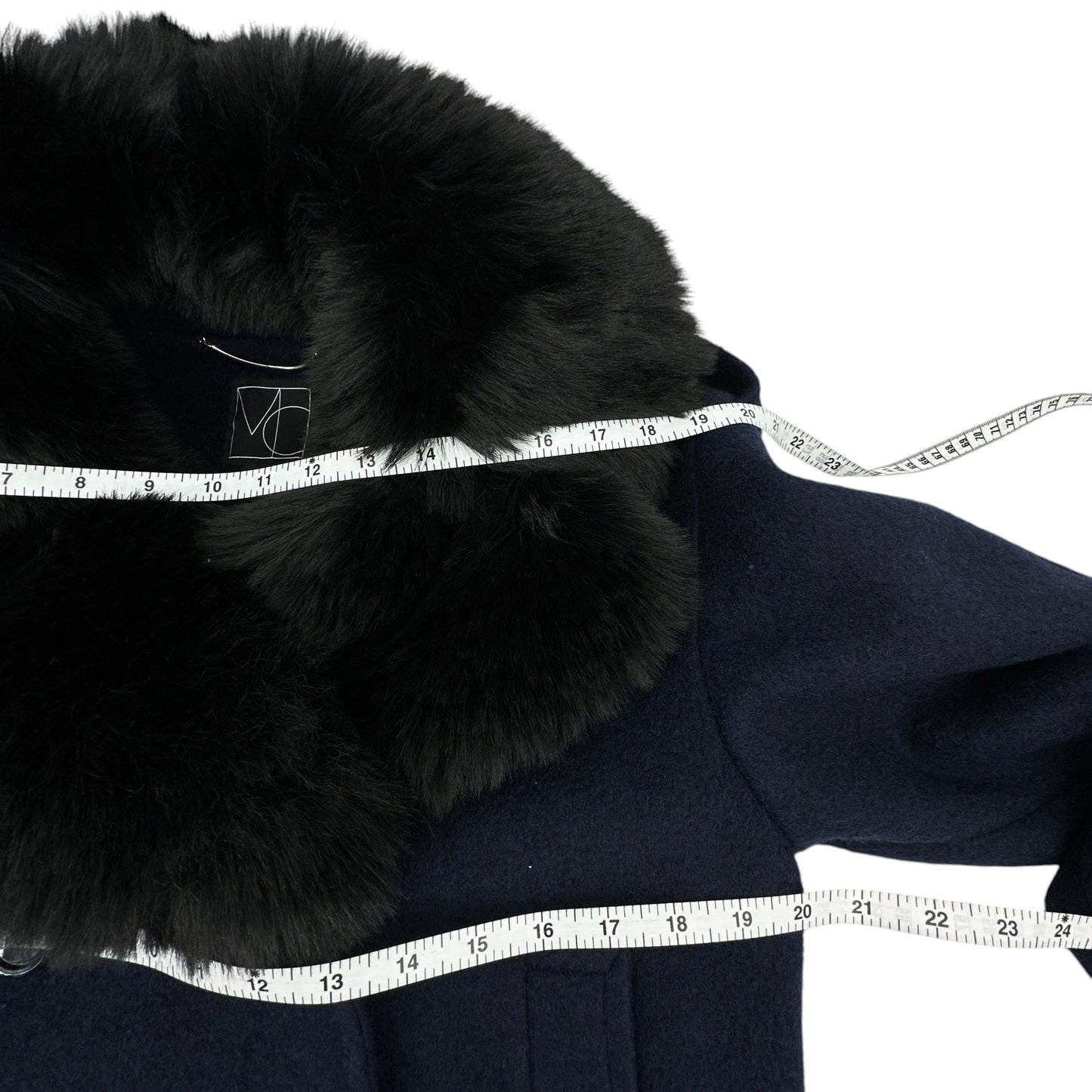 MERCER COLLECTIVE Georgia Faux Fur Collar Double-Breasted Peacoat S