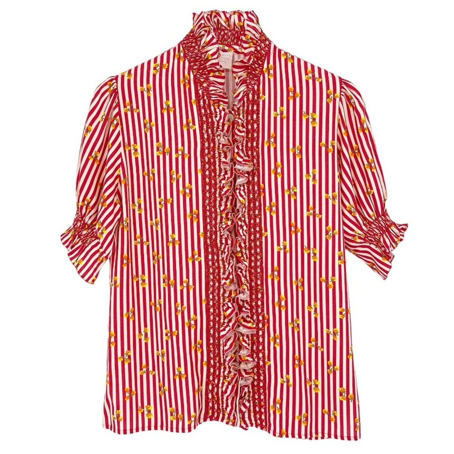 LORETTA CAPONI Donatella High Neck Blouse M