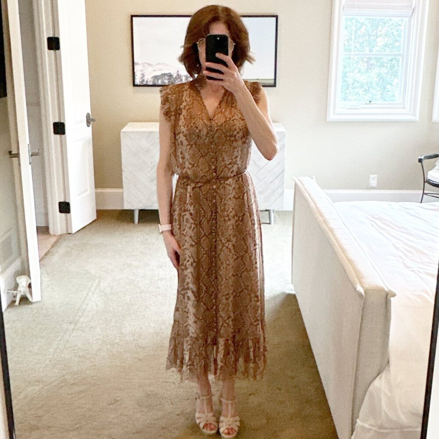 ZIMMERMANN Snake Print Midi Dress 0