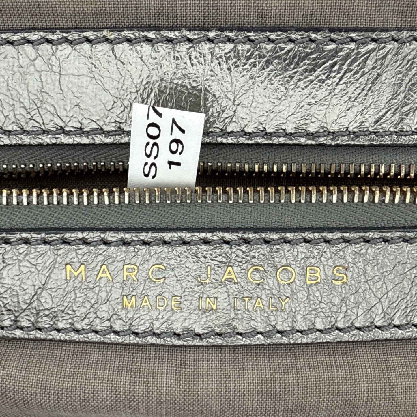 MARC JACOBS Collection Patchwork Metallic Leather Little Stam Bag in Silver