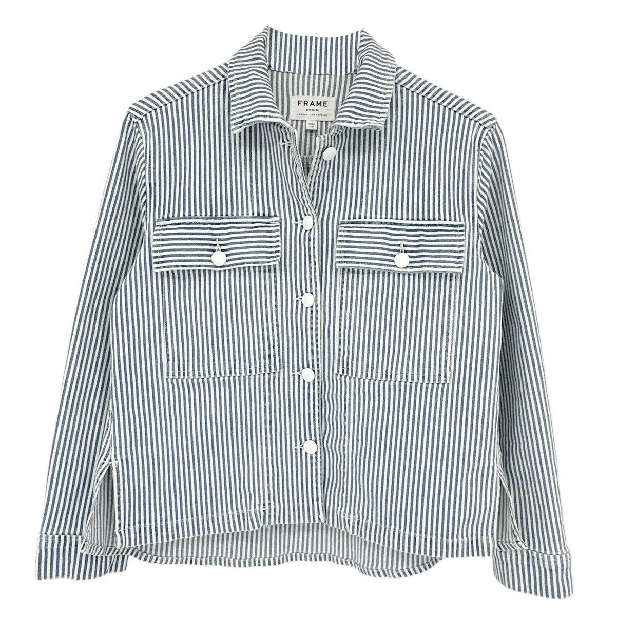FRAME Engineer Striped Denim Shirt Jacket XS