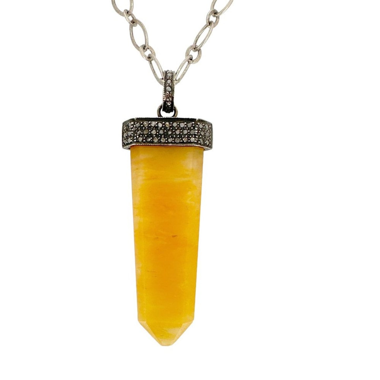 JULIE ZANCANELLI Diamond Pave Yellow Arrow Pendant