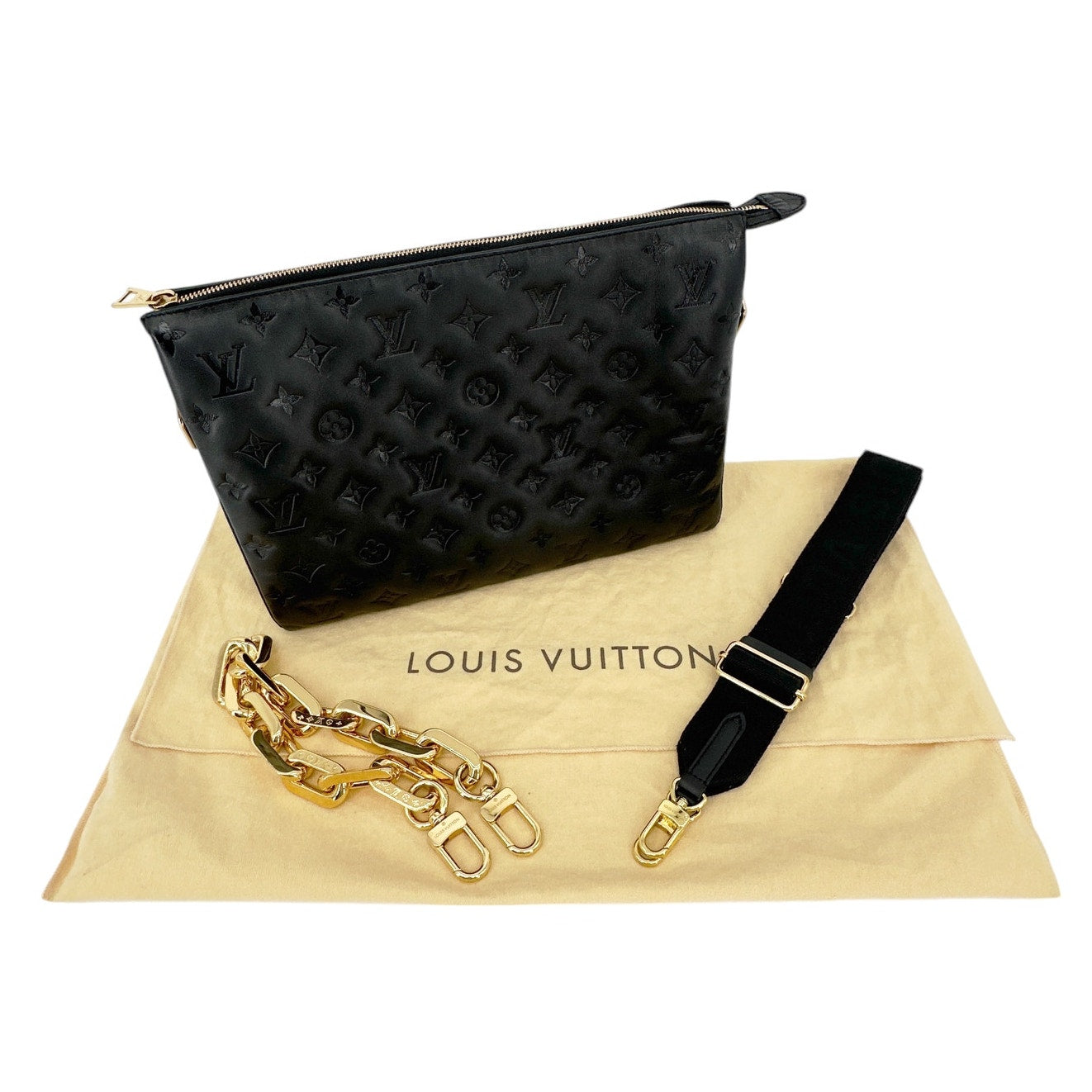 LOUIS VUITTON Lambskin Embossed Monogram Coussin MM