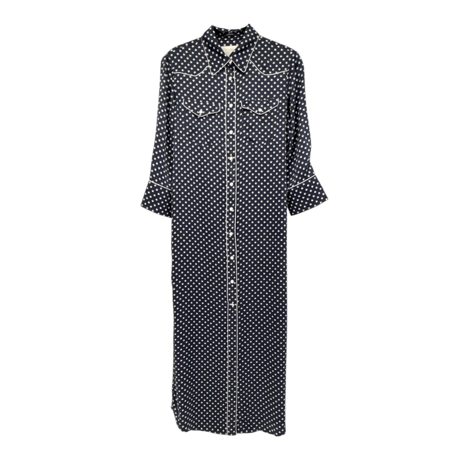 R13 Cowboy Dress in Silk Navy Star S