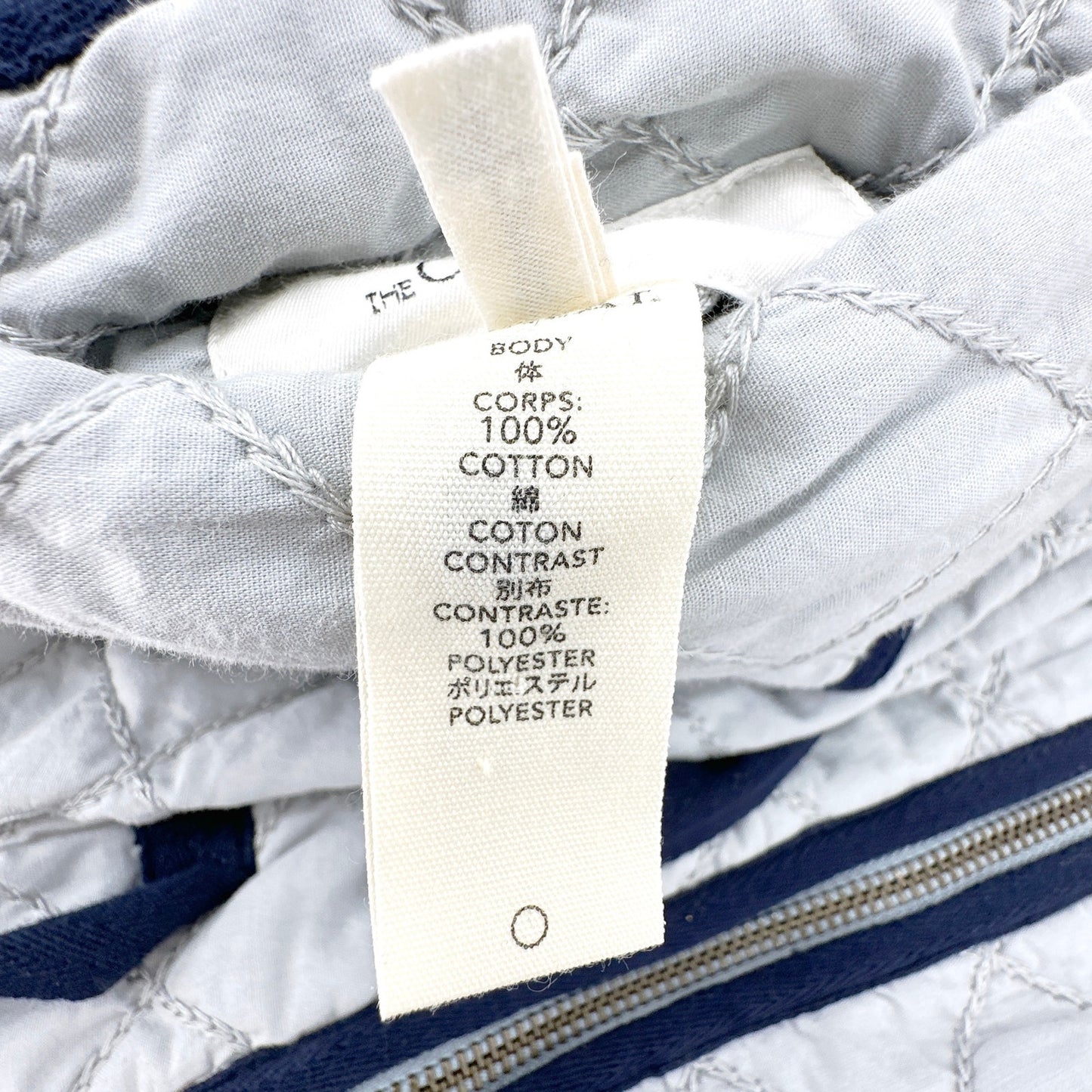 THE GREAT. The Short Quilted Reversible Jacket in Stone Blue 0|XS