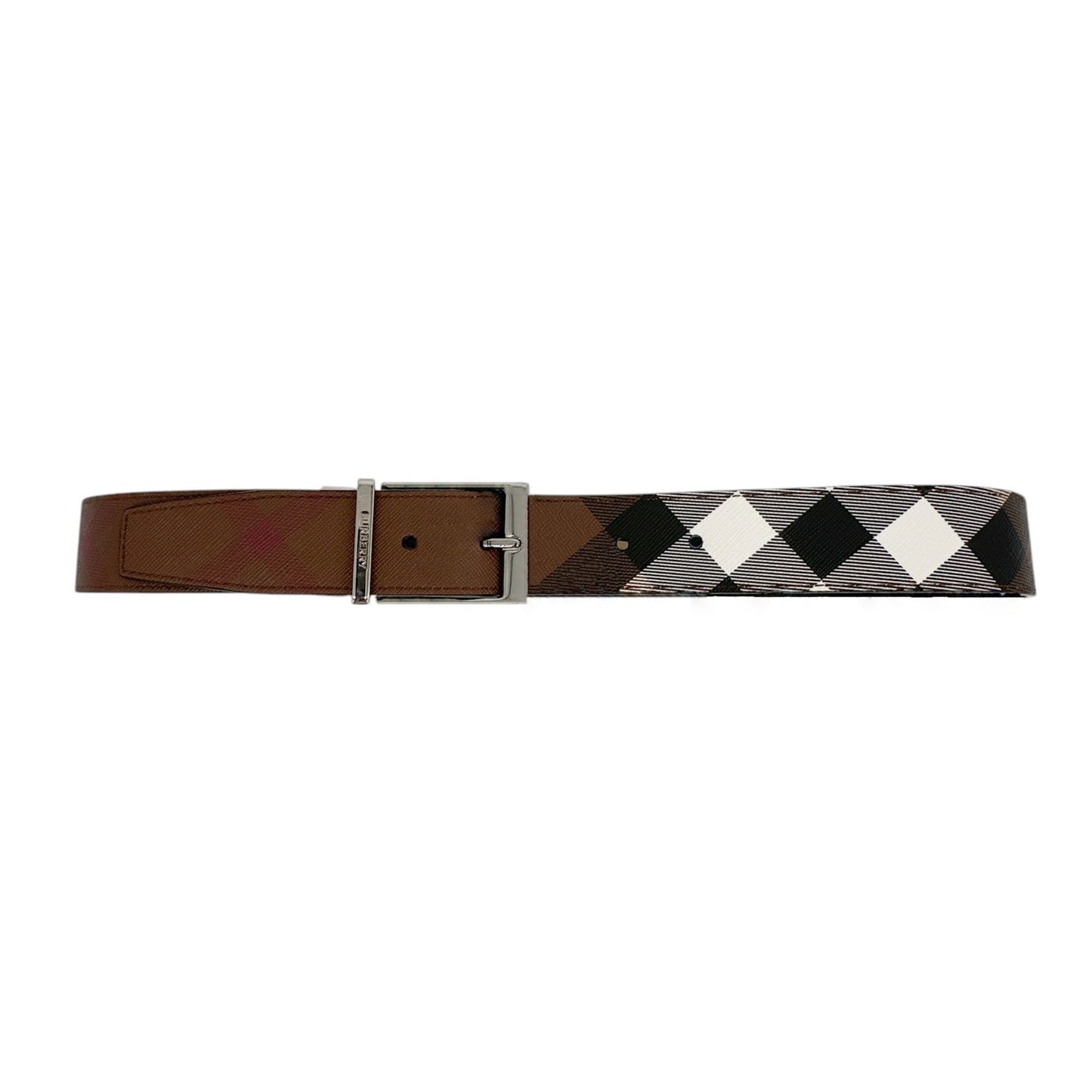 BURBERRY Louis 35mm Reversible Buckle Giant Check E-Canvas Belt 80|32