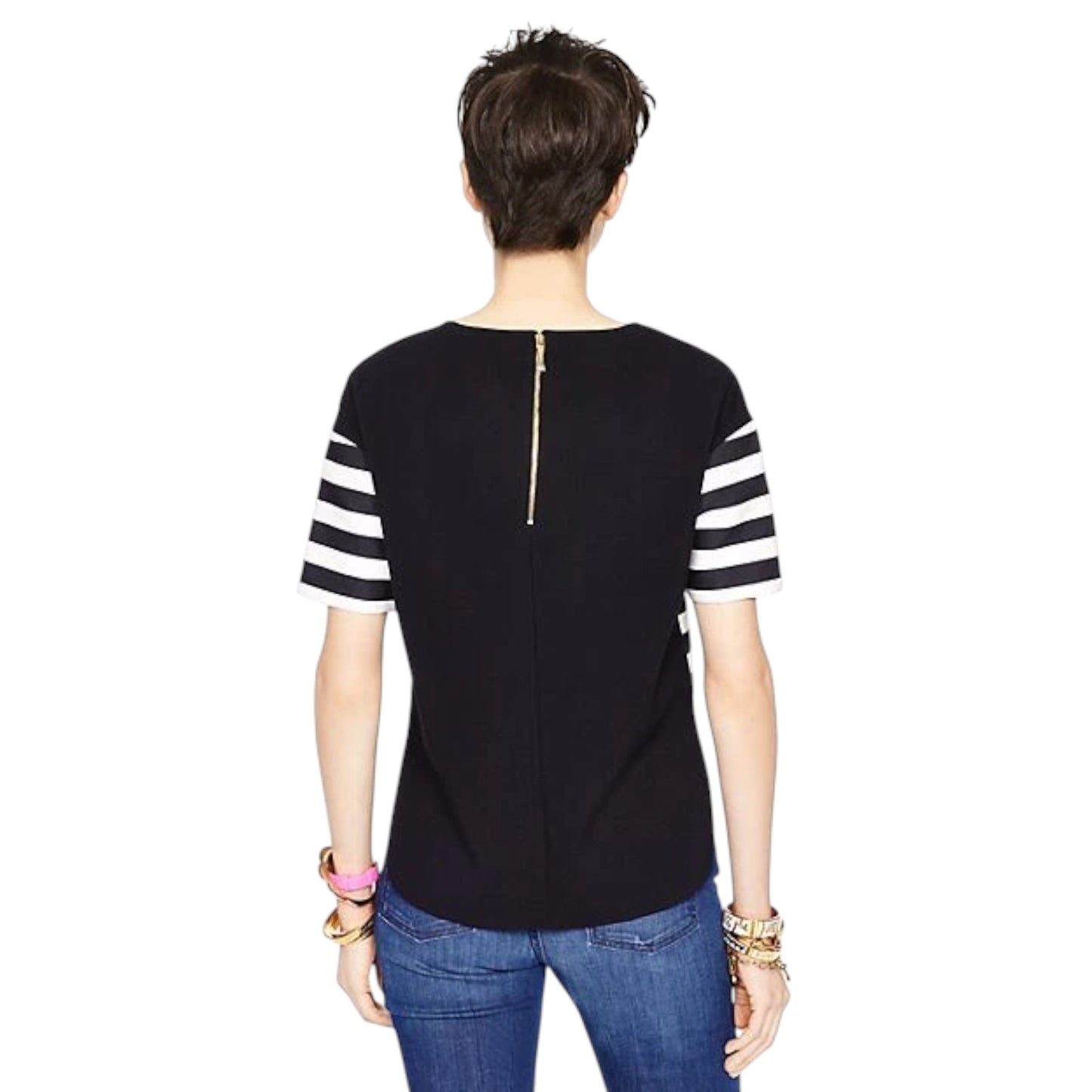 KATE SPADE Stripe Ramona Top in Black & Cream 4|S