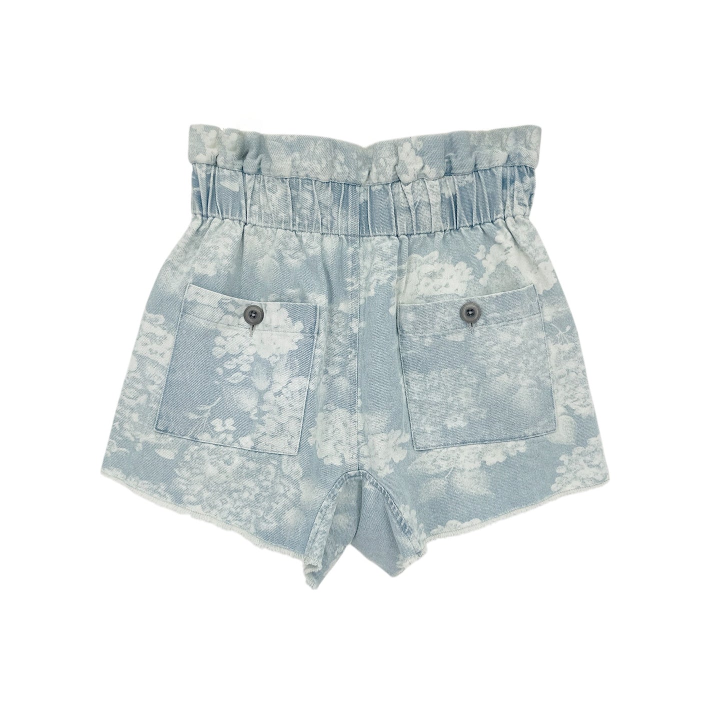 THE GREAT. The Midland Frayed Shorts in Blue Floral 0|XS