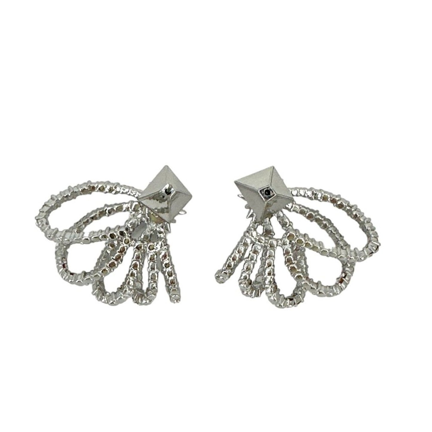 ALEXIS BITTAR Crystal Lace Orbit Stud Earrings in Silver