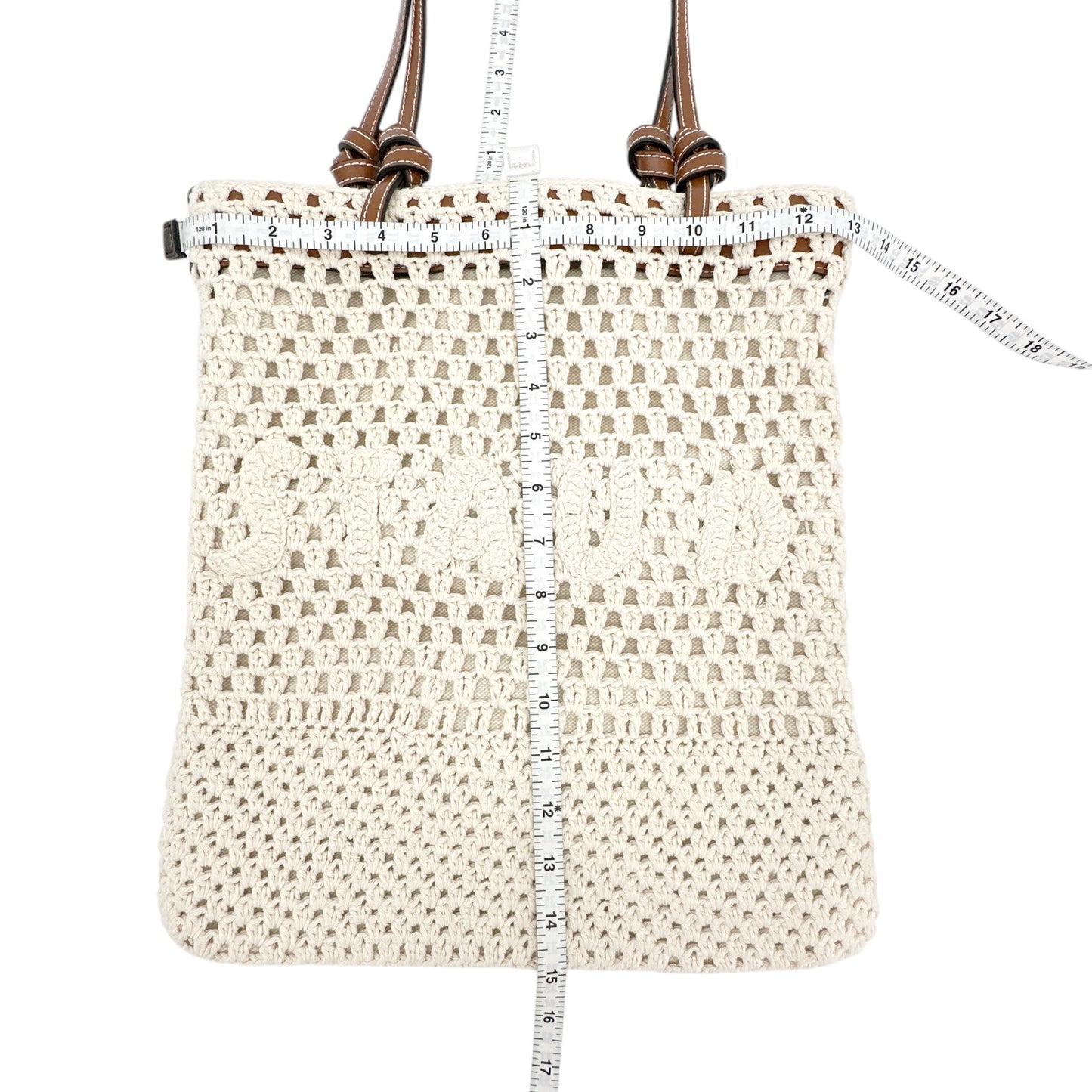 STAUD Crocheted Porte Tote Bag in Cream