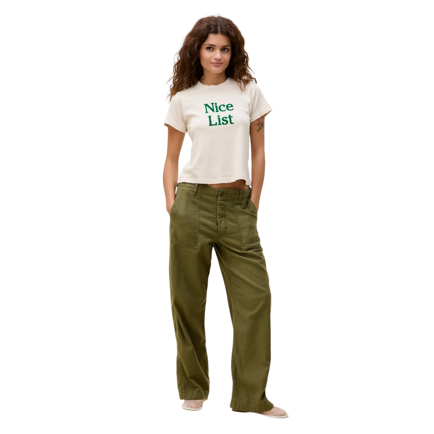 DAYDREAMER Nice List Vintage Tee in Dirty White L