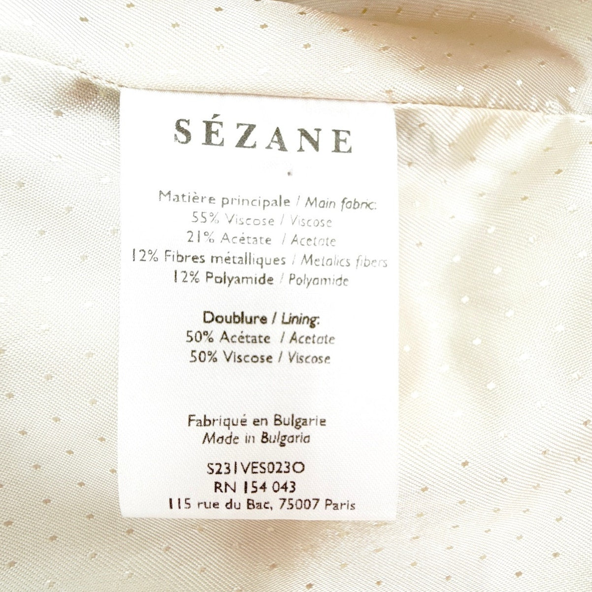 SEZANE Archie Jacket in Gold Viscose FR34|XS