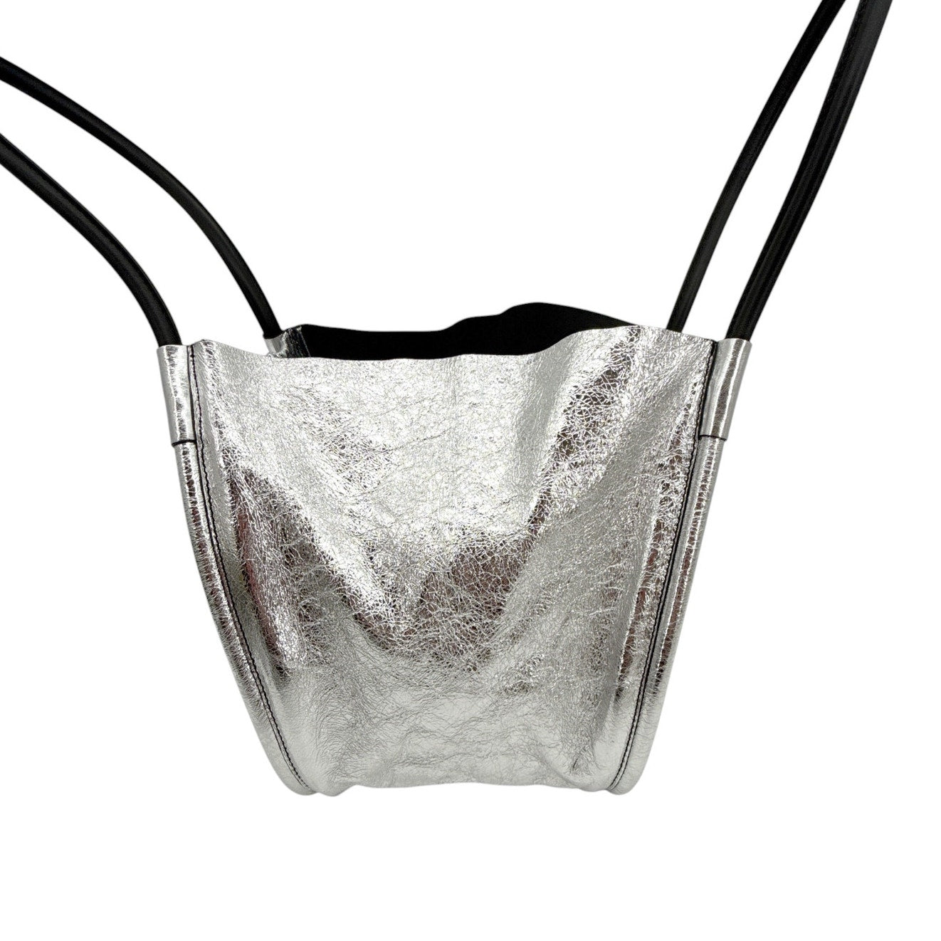 PROENZA SCHOULER Large Ruched Tote in Metallic Crinkled Leather