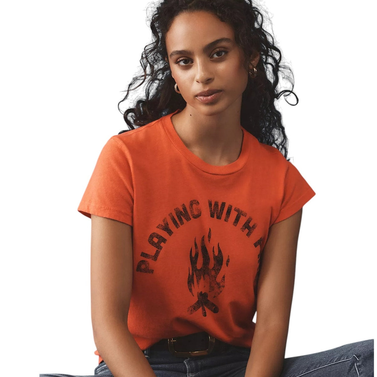 MOTHER The Boxy Goodie Goodie Tee Playing with Fire M