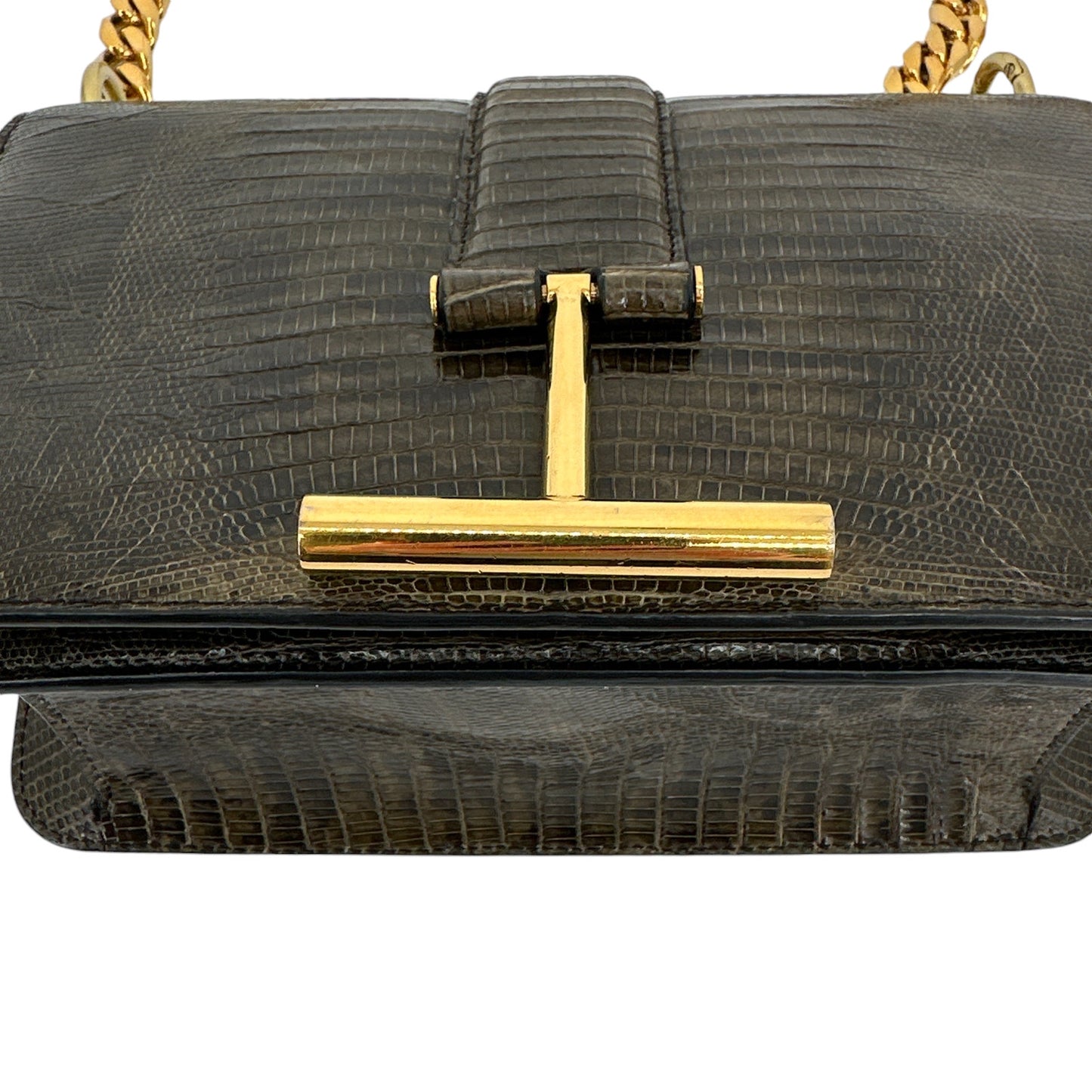 TOM FORD Tara Chain Tejus Lizard Shoulder Bag