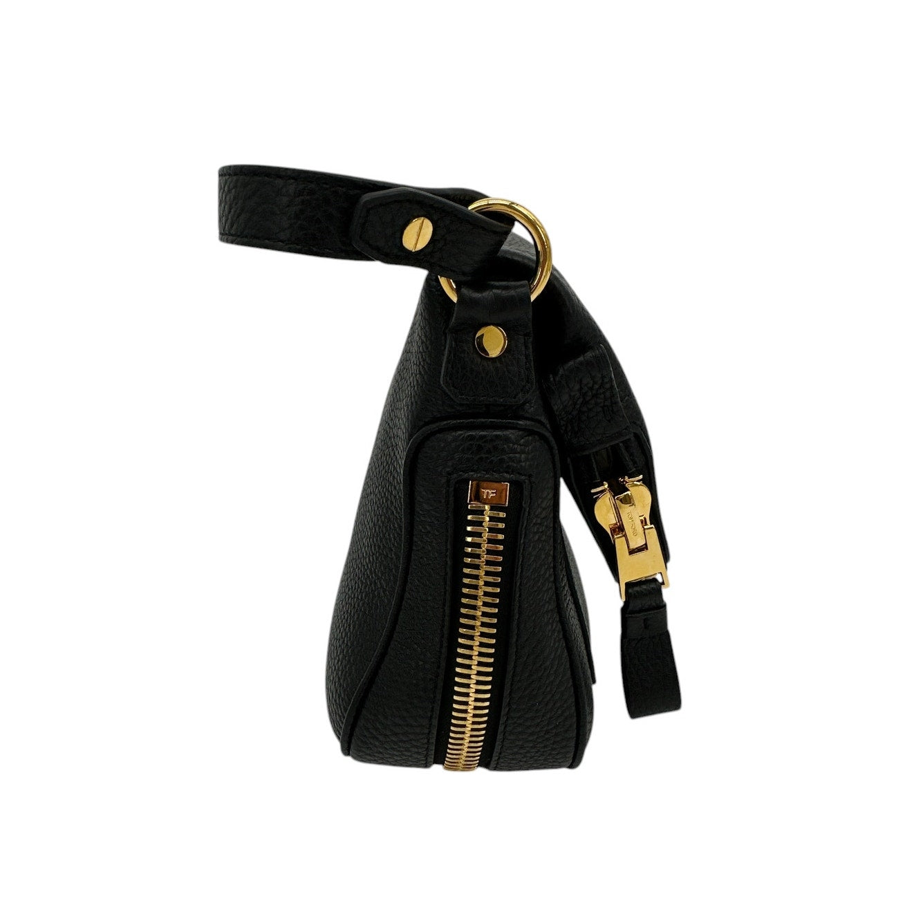 TOM FORD Jennifer Medium Double Strap Bag in Black Grained Leather