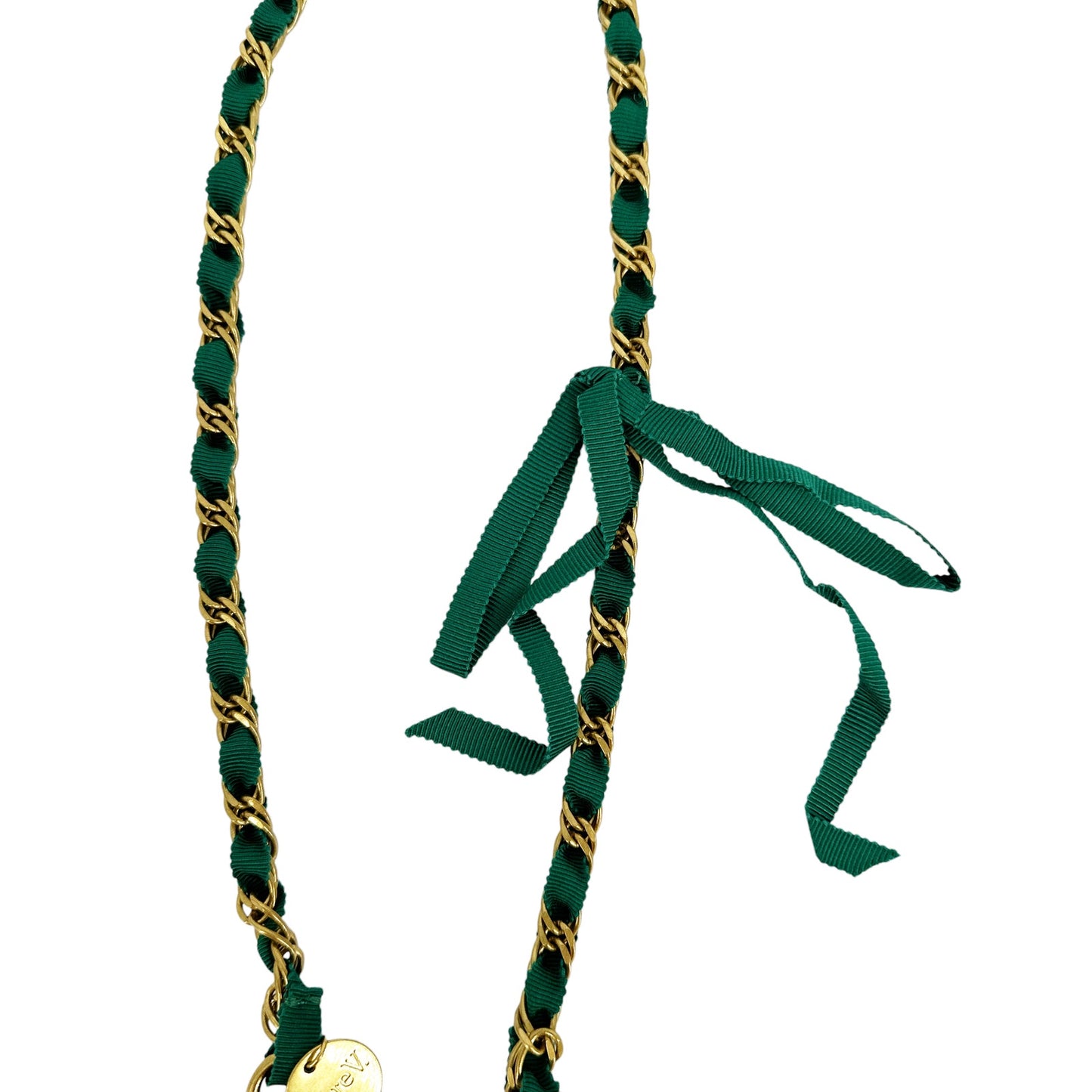 CLARE V. Shoulder Strap in Fern Grosgrain Chain