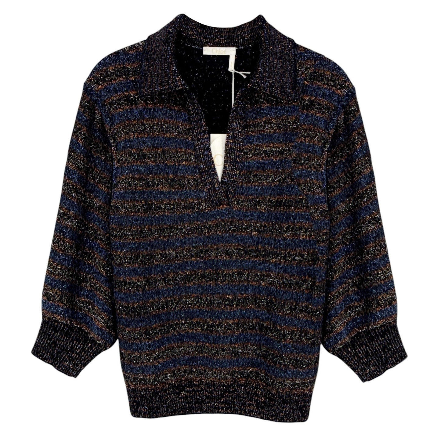 CHLOE Lurex Polo Sweater M